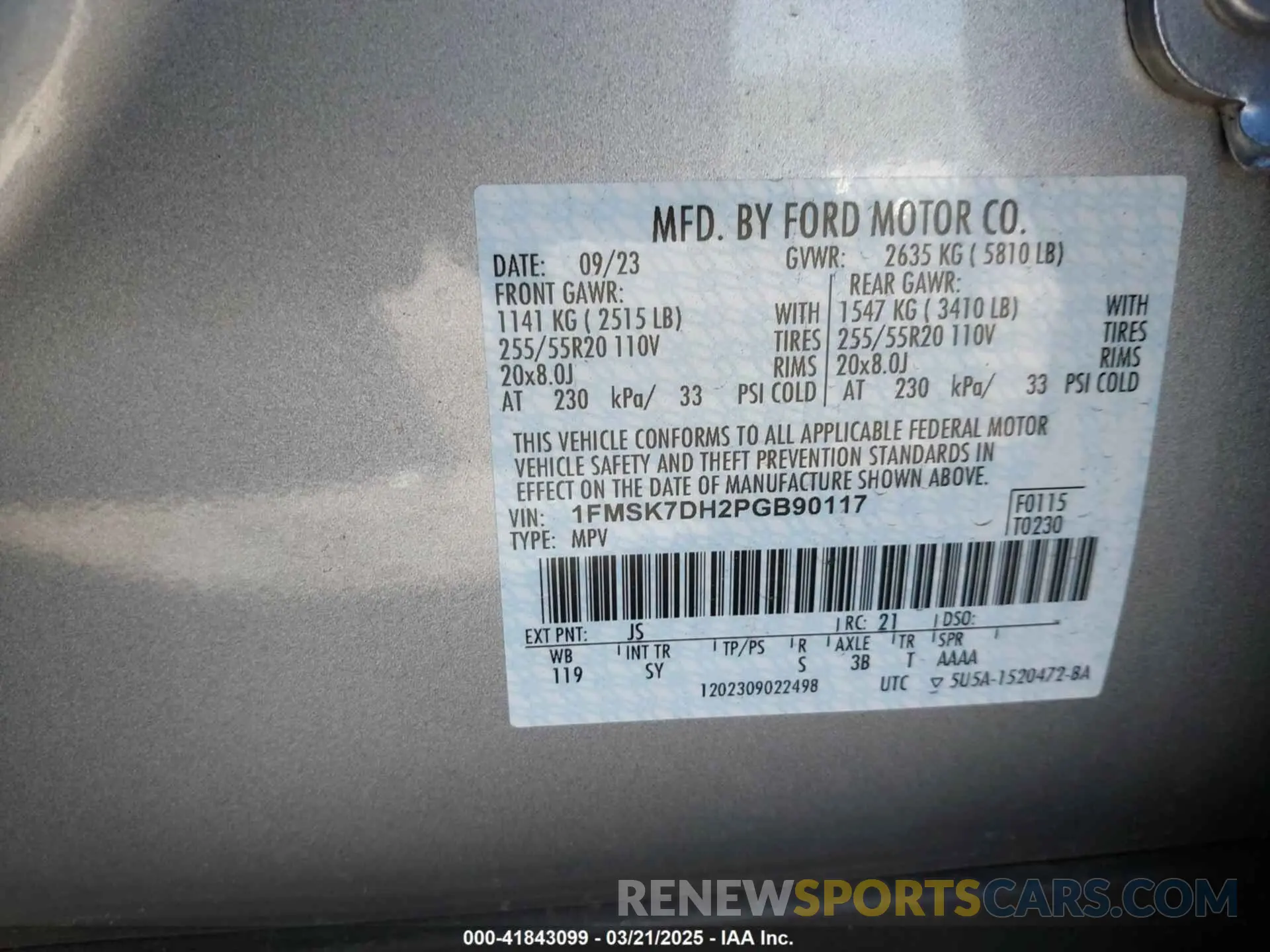 9 Фотография поврежденного автомобиля 1FMSK7DH2PGB90117 FORD EXPLORER 2023