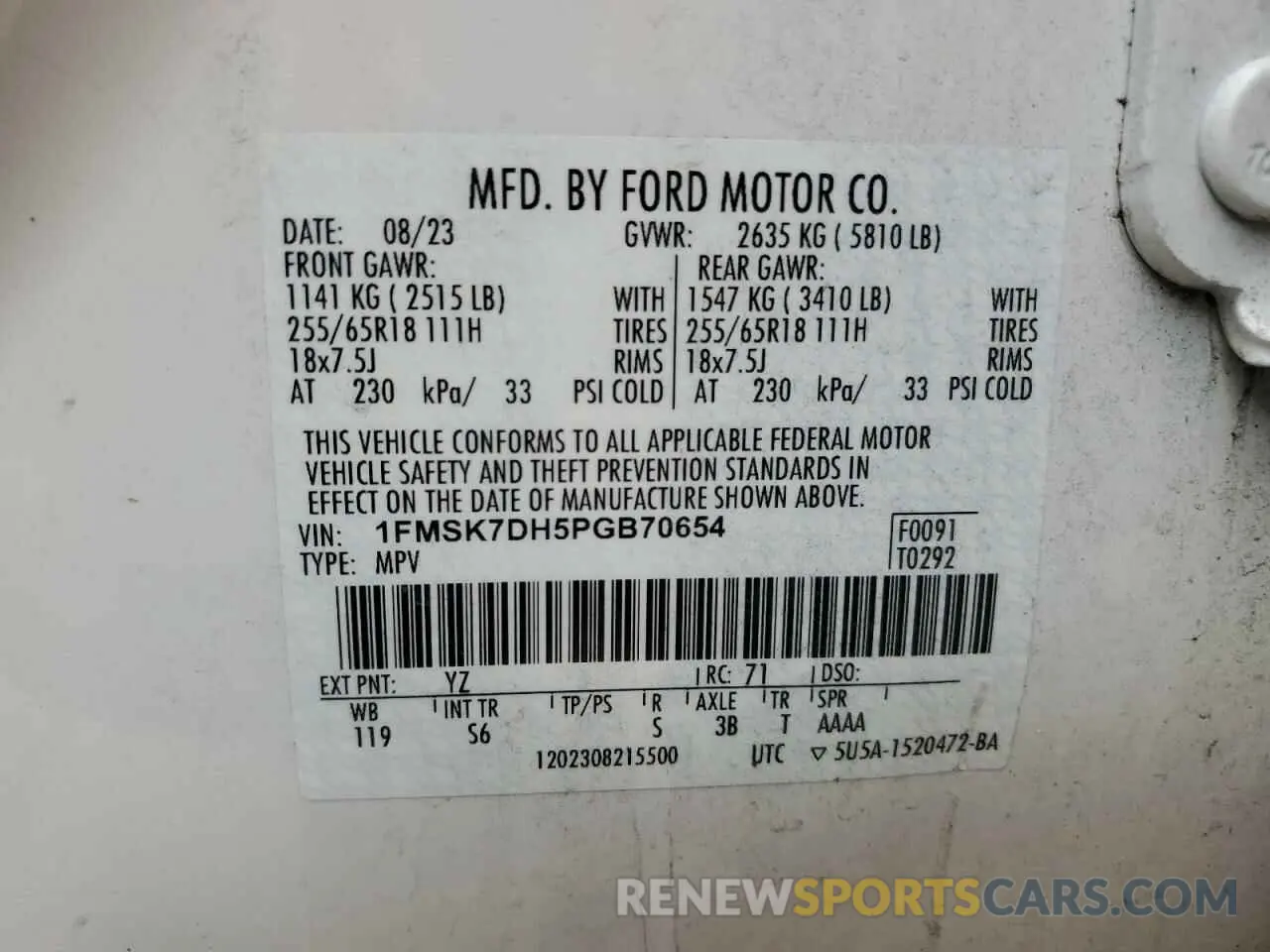 14 Фотография поврежденного автомобиля 1FMSK7DH5PGB70654 FORD EXPLORER 2023