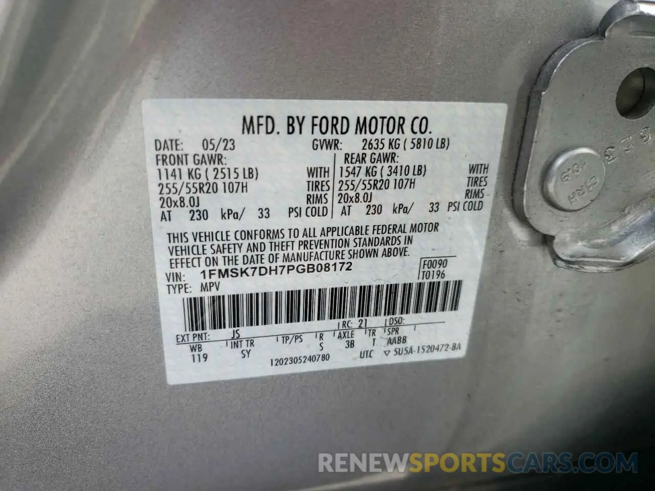13 Photograph of a damaged car 1FMSK7DH7PGB08172 FORD EXPLORER 2023