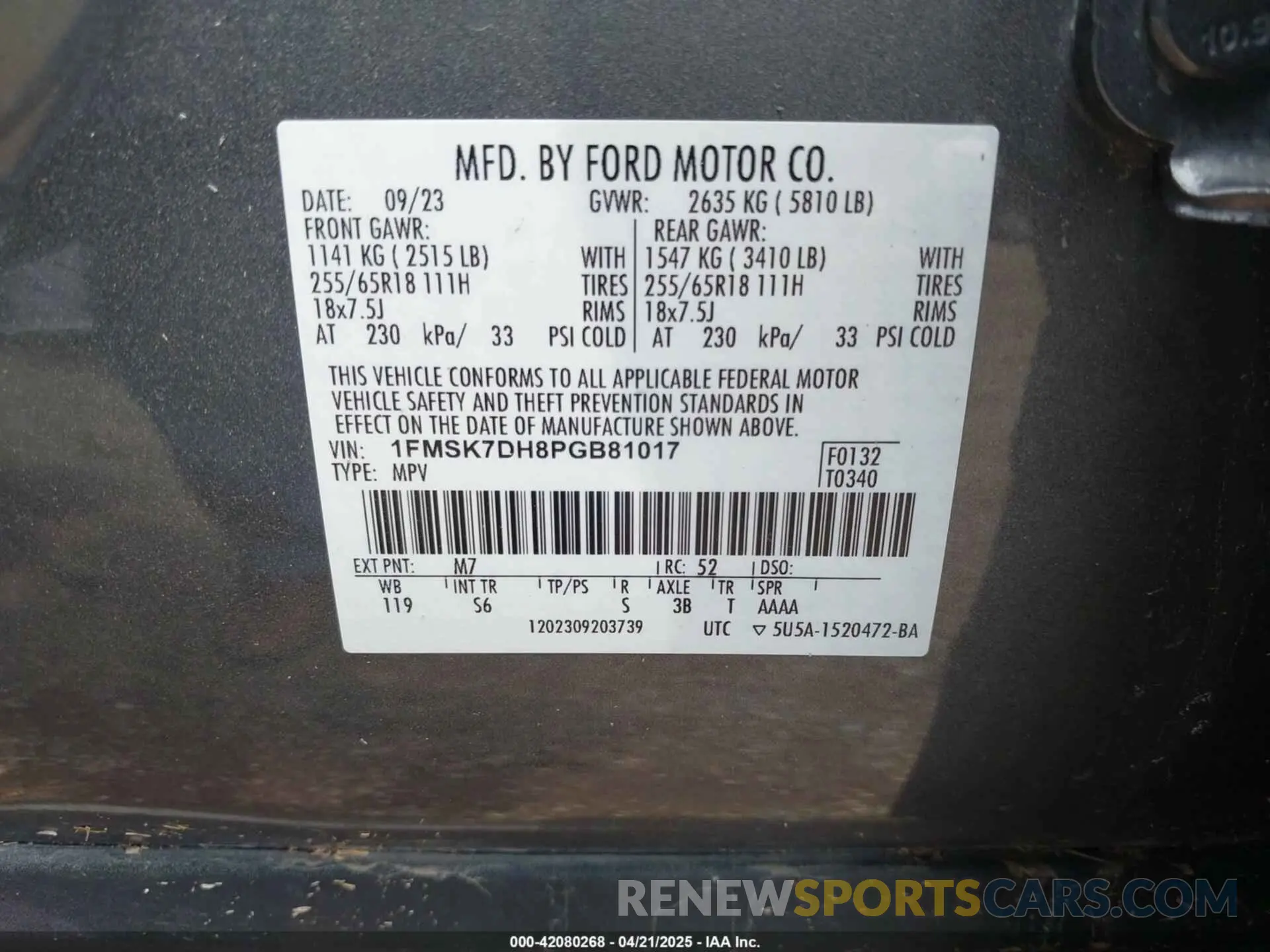 9 Photograph of a damaged car 1FMSK7DH8PGB81017 FORD EXPLORER 2023