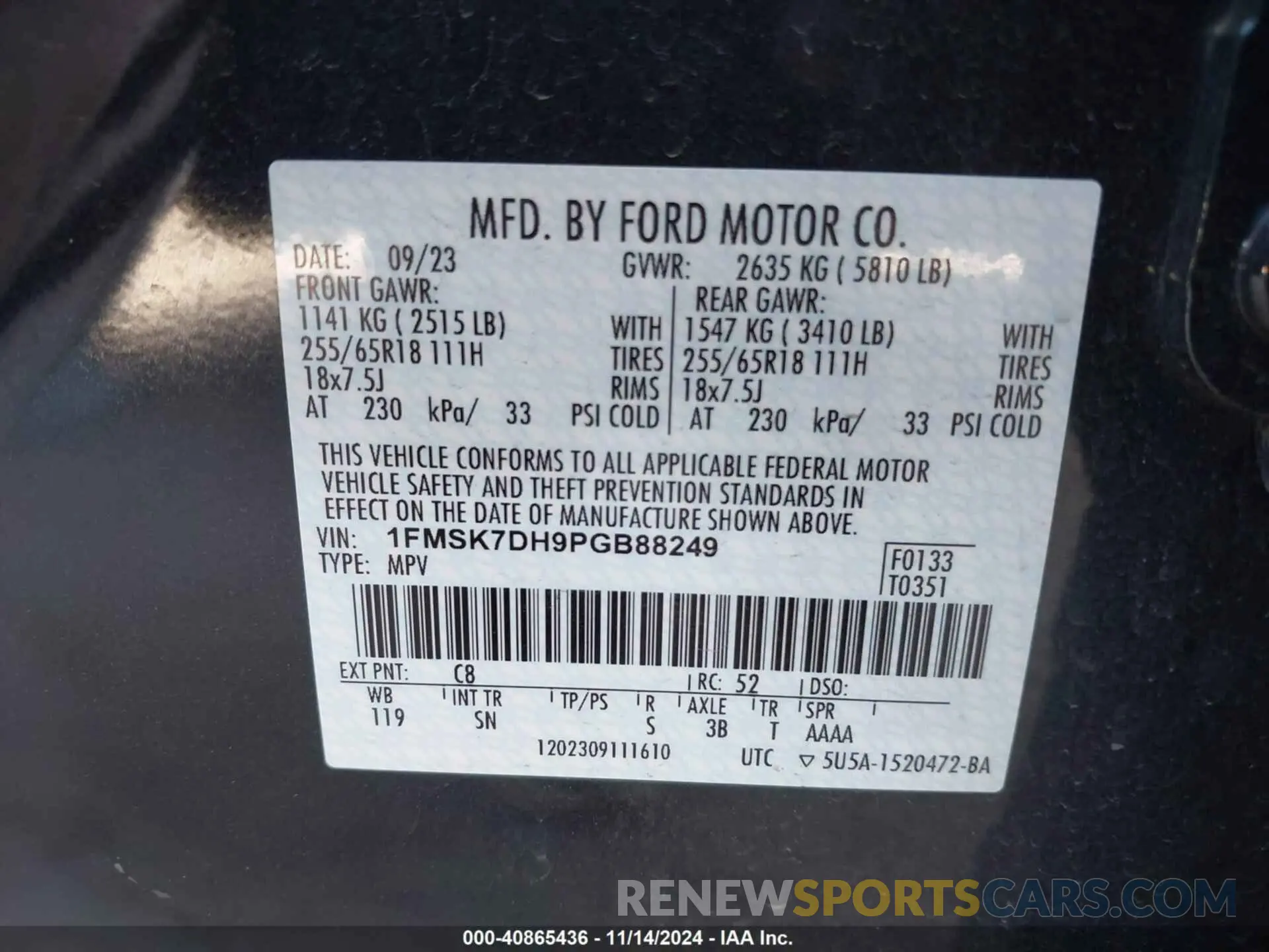 9 Photograph of a damaged car 1FMSK7DH9PGB88249 FORD EXPLORER 2023