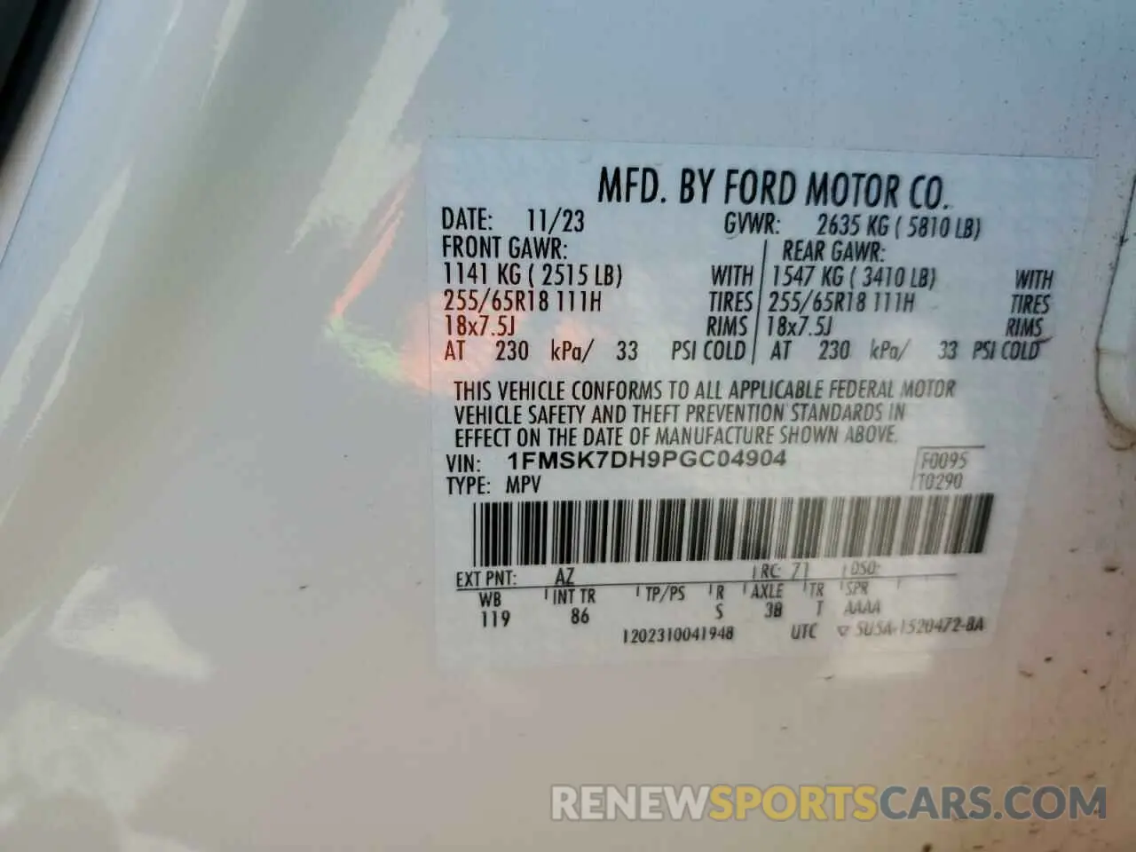 14 Photograph of a damaged car 1FMSK7DH9PGC04904 FORD EXPLORER 2023