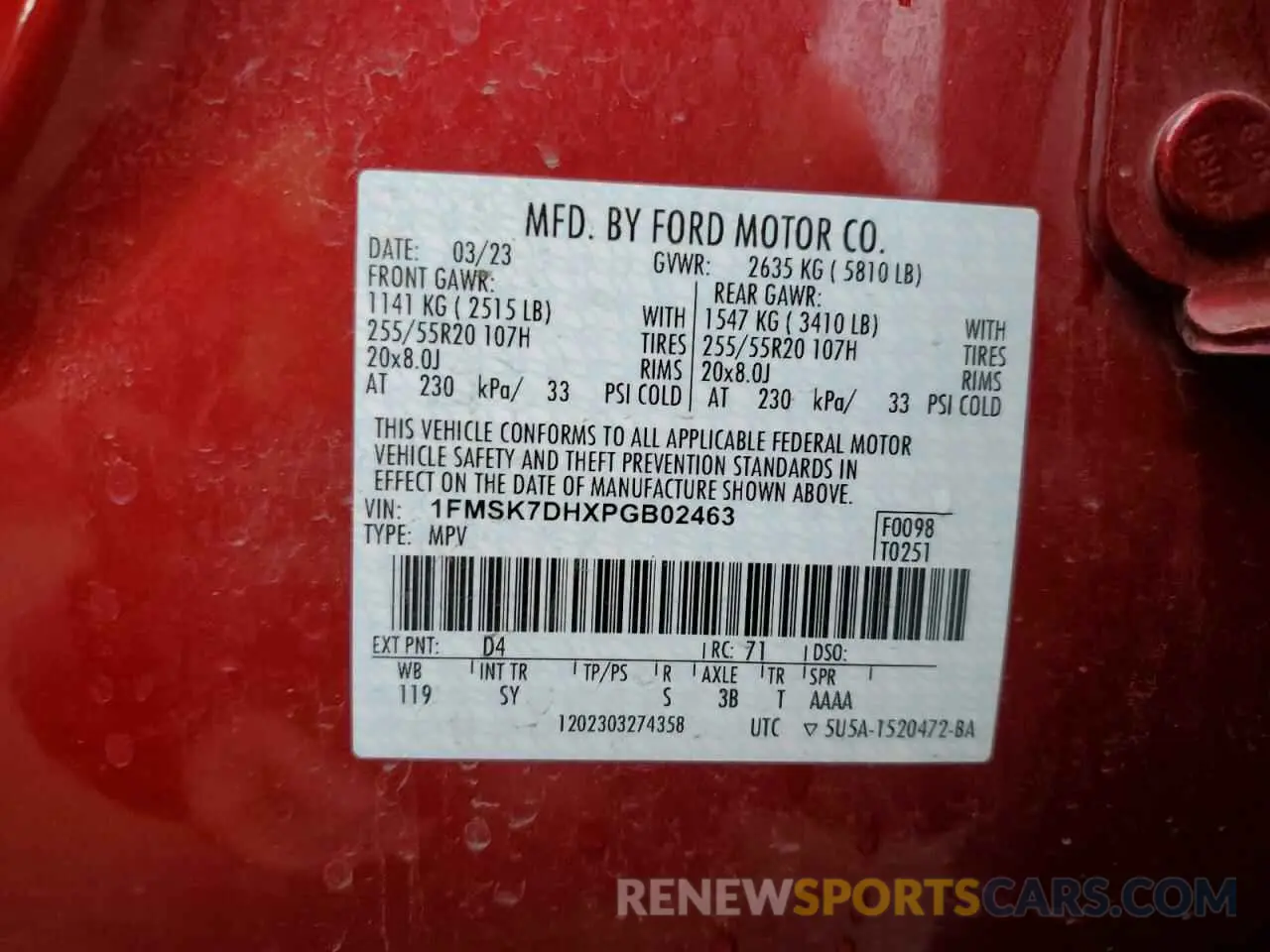 13 Фотография поврежденного автомобиля 1FMSK7DHXPGB02463 FORD EXPLORER 2023