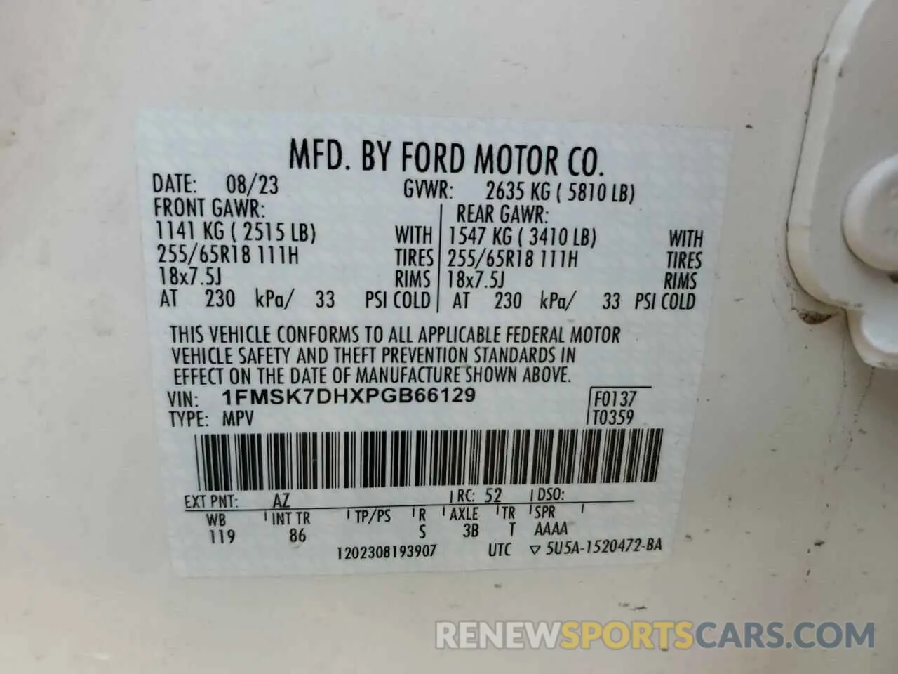 13 Фотография поврежденного автомобиля 1FMSK7DHXPGB66129 FORD EXPLORER 2023