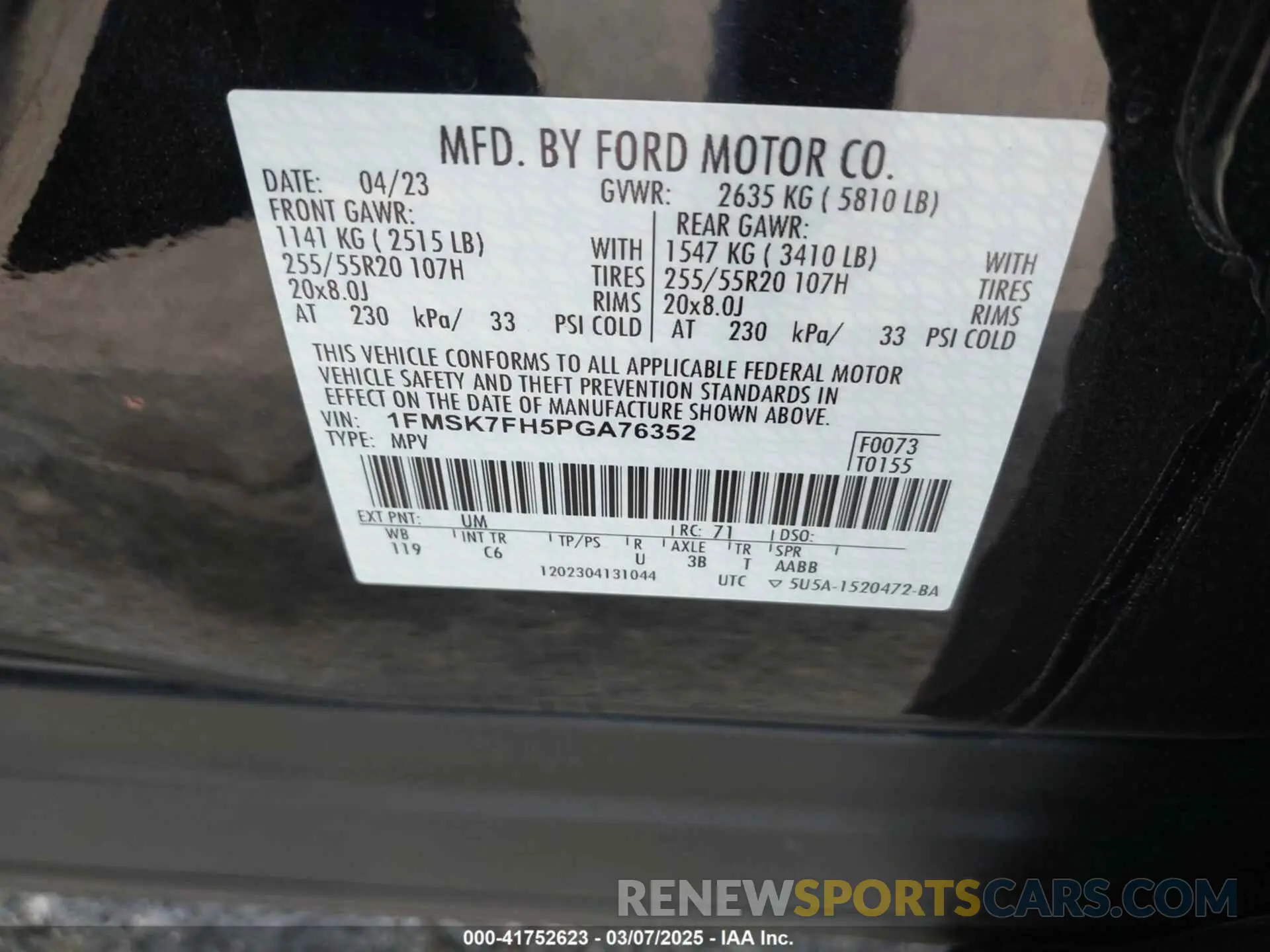 9 Photograph of a damaged car 1FMSK7FH5PGA76352 FORD EXPLORER 2023