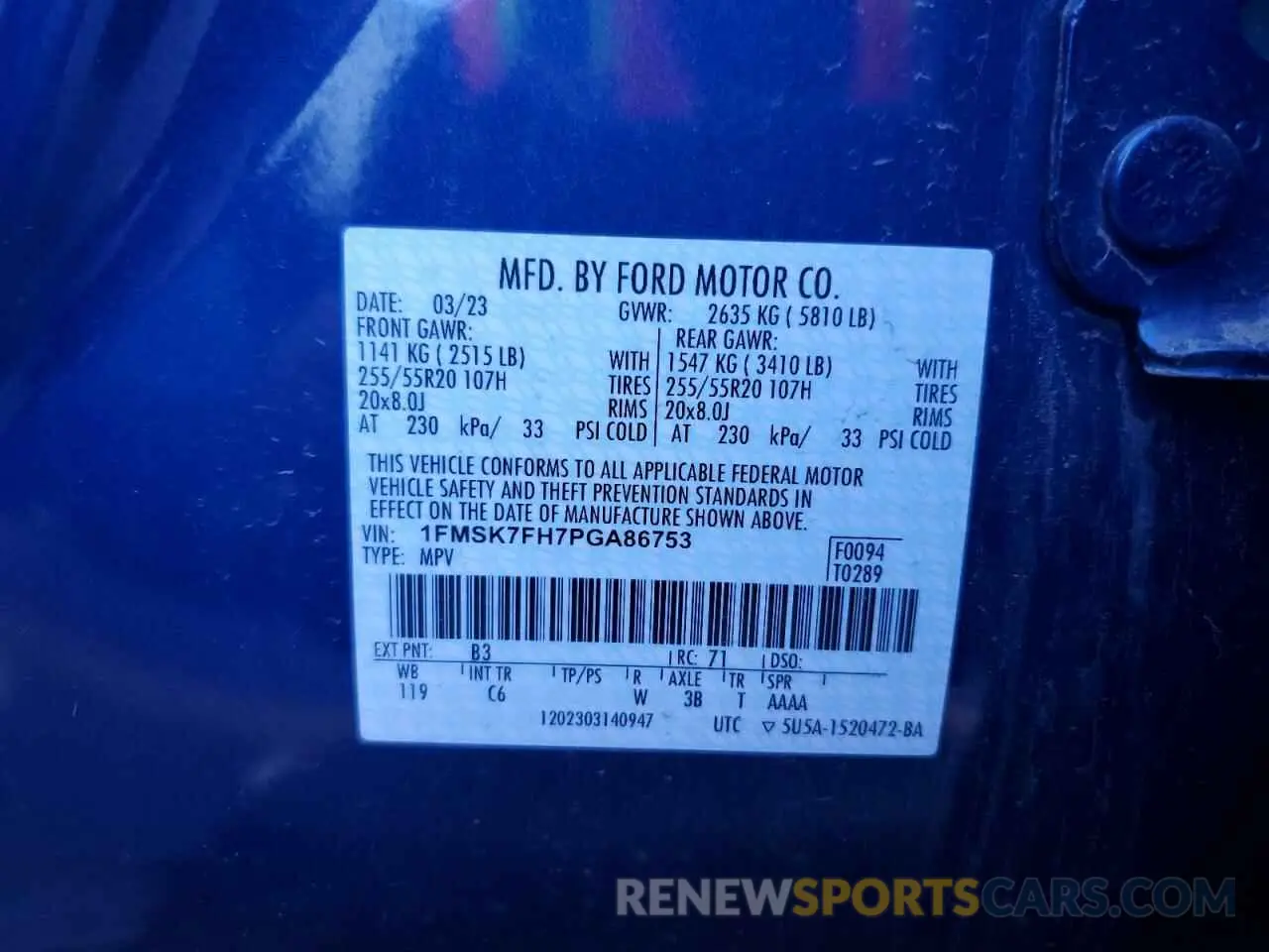 14 Photograph of a damaged car 1FMSK7FH7PGA86753 FORD EXPLORER 2023