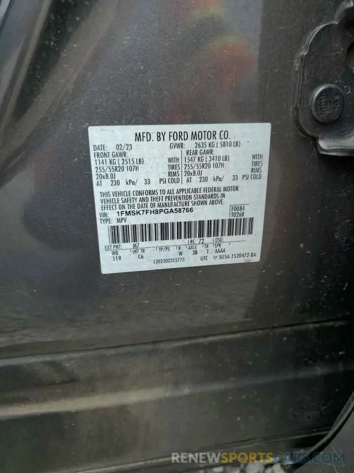 13 Photograph of a damaged car 1FMSK7FH8PGA58766 FORD EXPLORER 2023