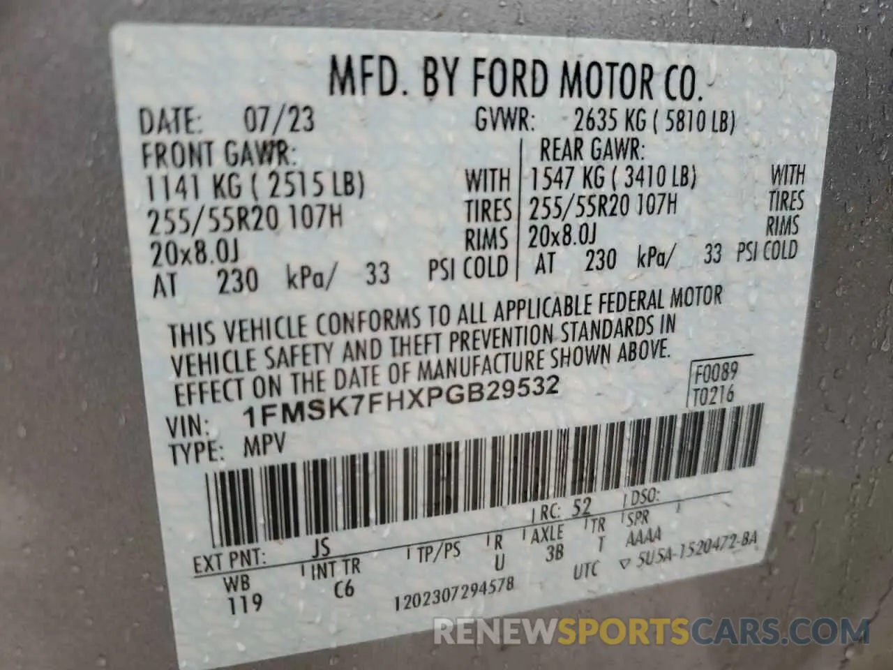 14 Фотография поврежденного автомобиля 1FMSK7FHXPGB29532 FORD EXPLORER 2023