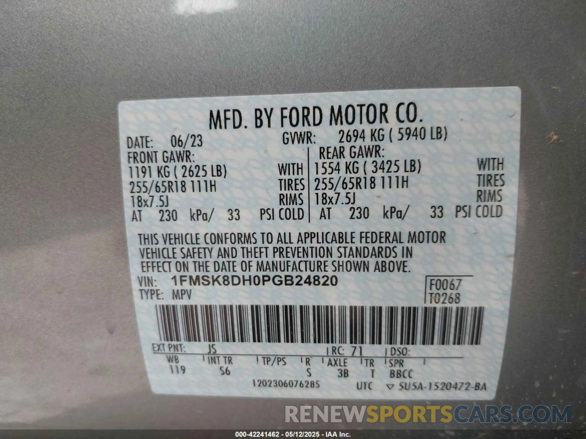 9 Photograph of a damaged car 1FMSK8DH0PGB24820 FORD EXPLORER 2023