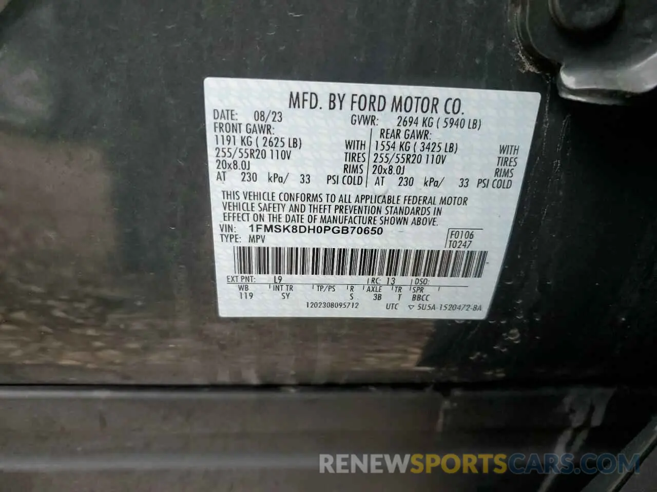13 Фотография поврежденного автомобиля 1FMSK8DH0PGB70650 FORD EXPLORER 2023
