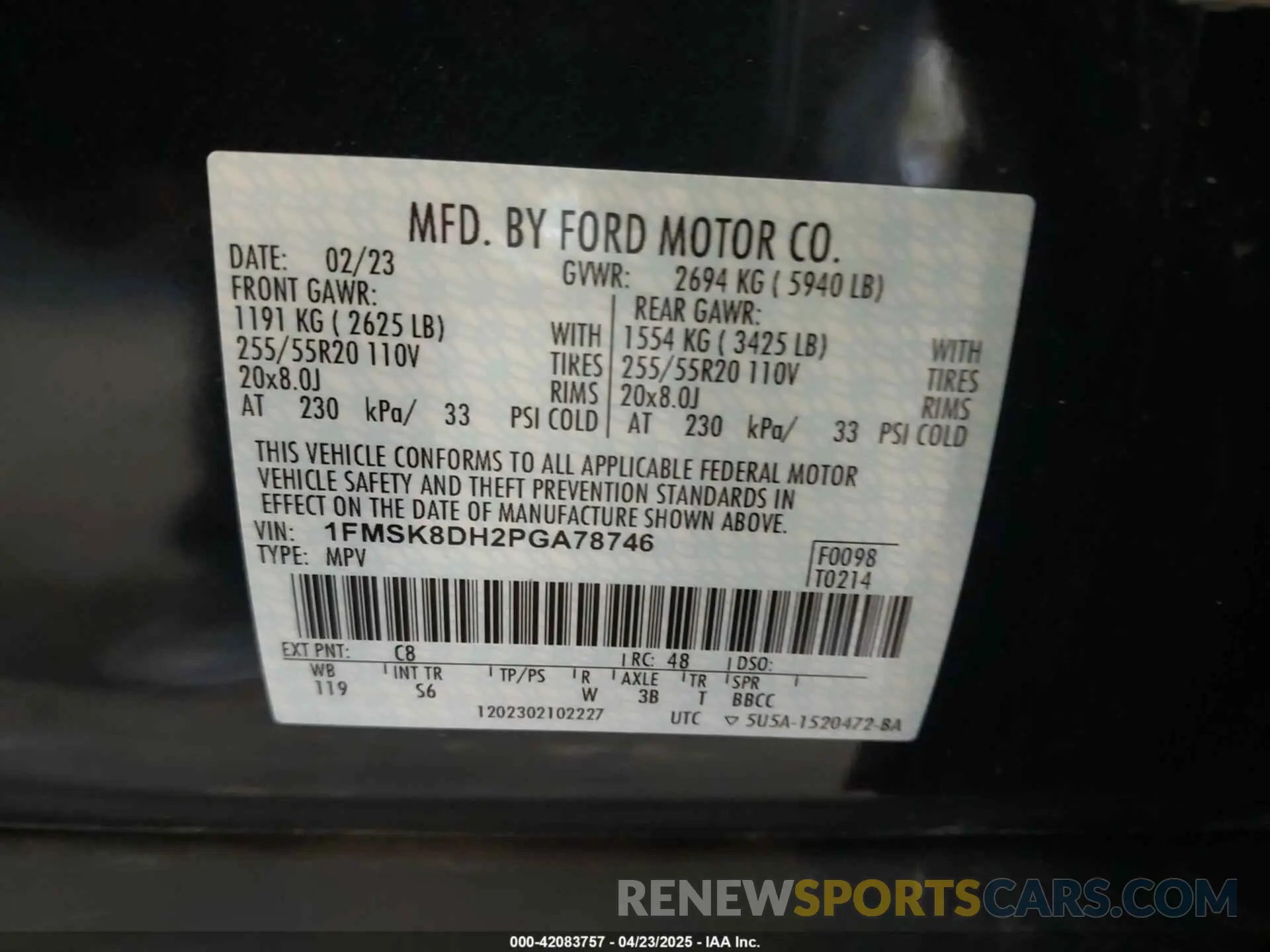 9 Фотография поврежденного автомобиля 1FMSK8DH2PGA78746 FORD EXPLORER 2023