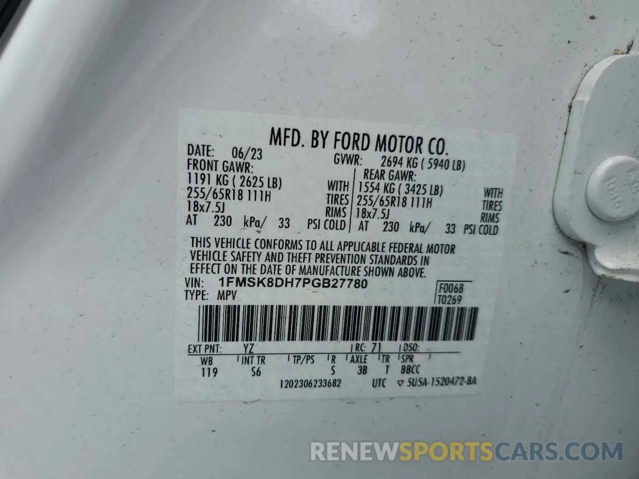 13 Photograph of a damaged car 1FMSK8DH7PGB27780 FORD EXPLORER 2023