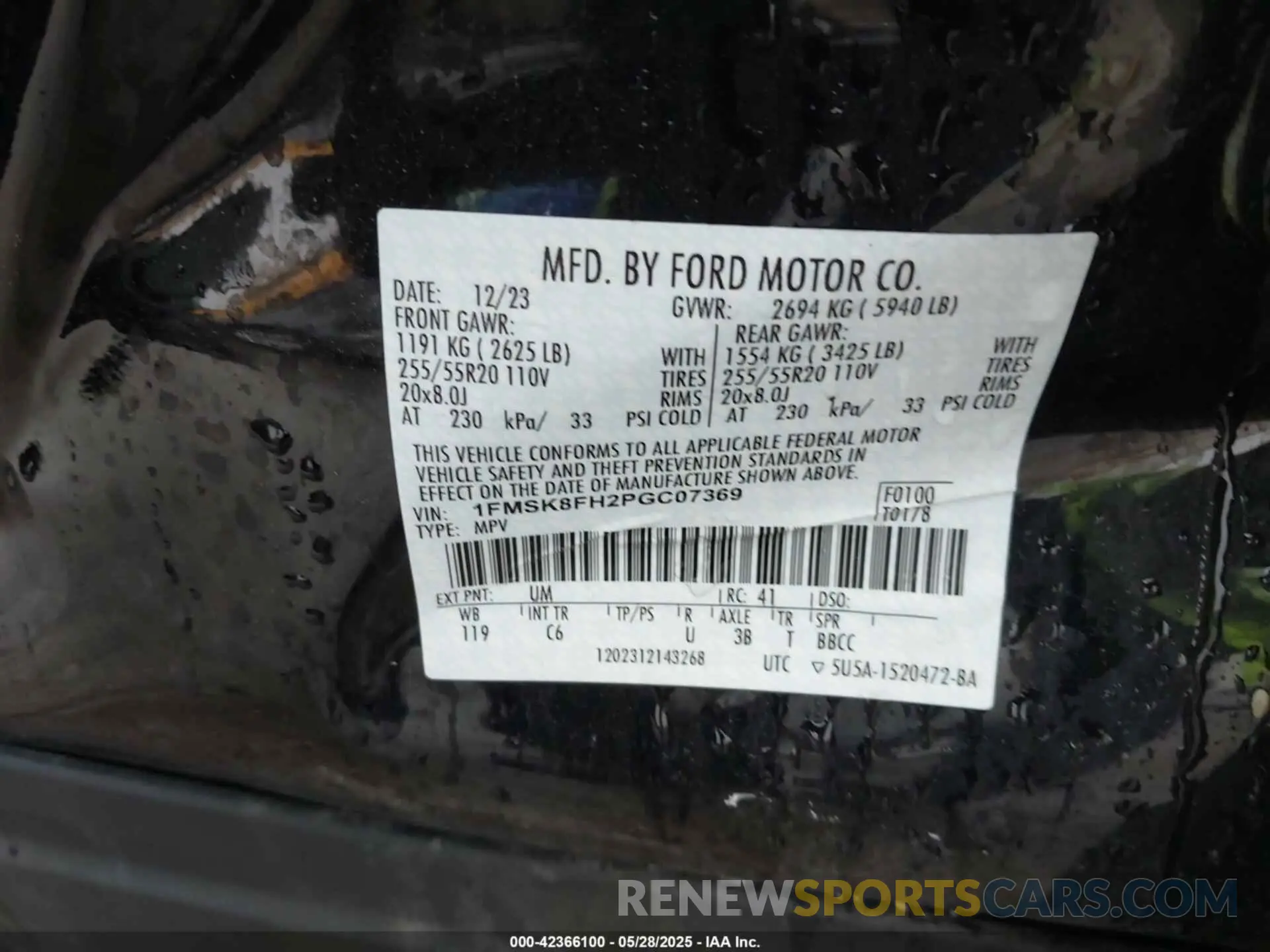 9 Photograph of a damaged car 1FMSK8FH2PGC07369 FORD EXPLORER 2023