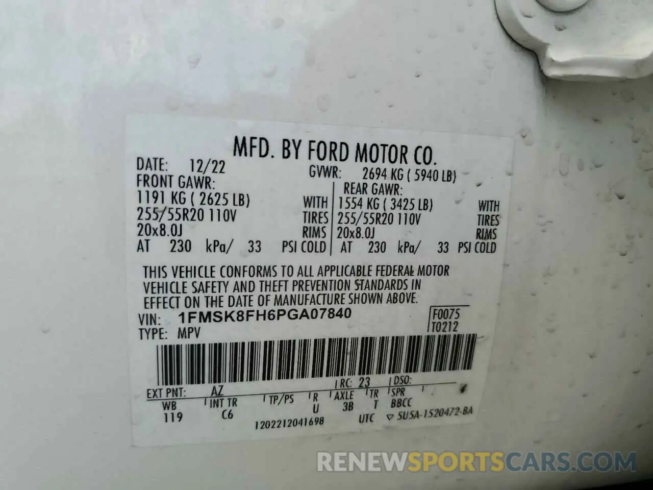 14 Photograph of a damaged car 1FMSK8FH6PGA07840 FORD EXPLORER 2023