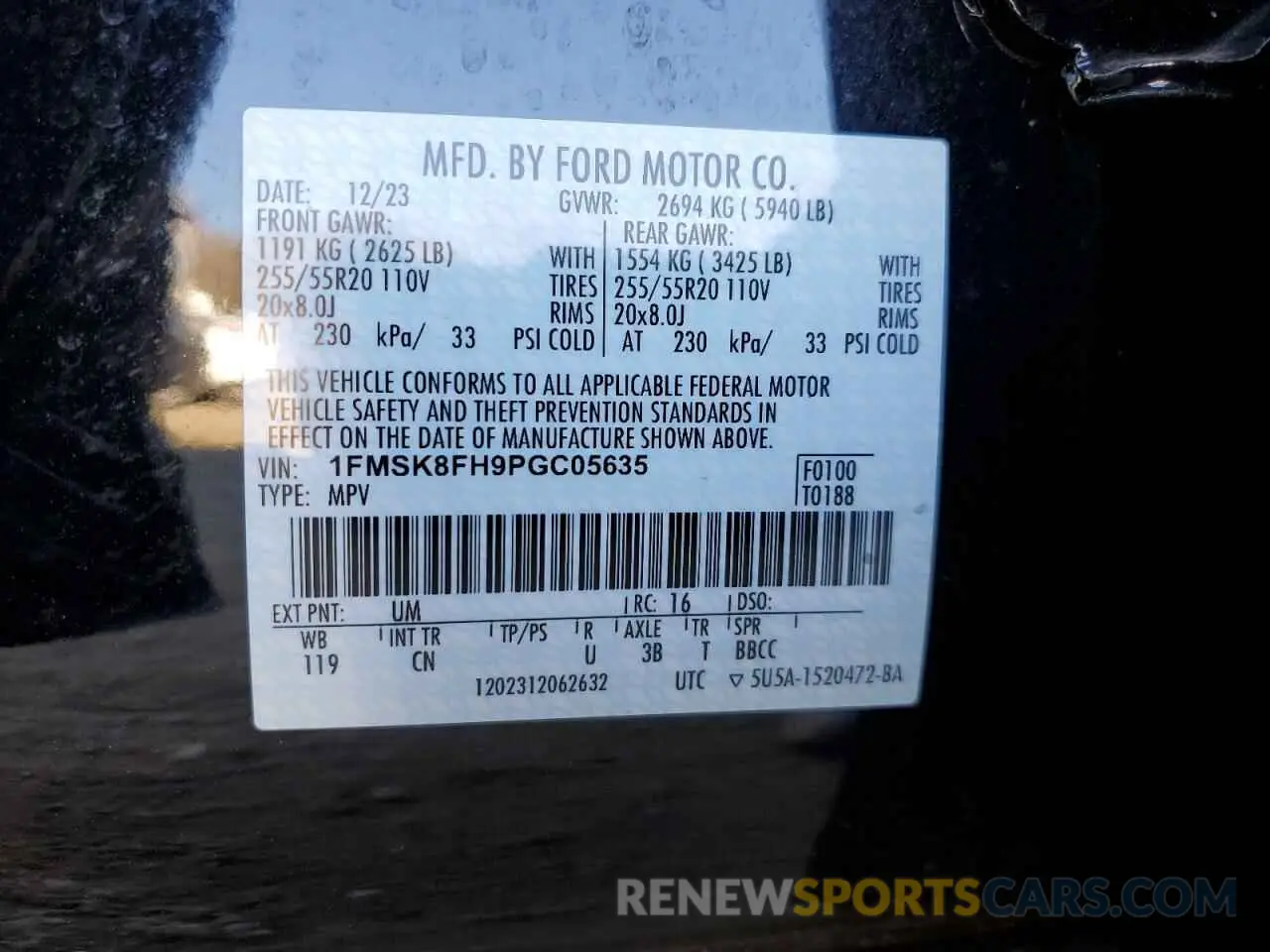 13 Photograph of a damaged car 1FMSK8FH9PGC05635 FORD EXPLORER 2023