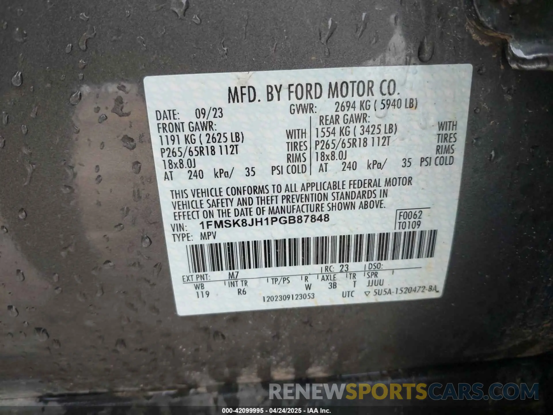 9 Photograph of a damaged car 1FMSK8JH1PGB87848 FORD EXPLORER 2023
