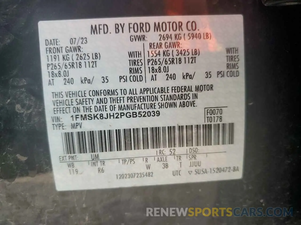 12 Фотография поврежденного автомобиля 1FMSK8JH2PGB52039 FORD EXPLORER 2023