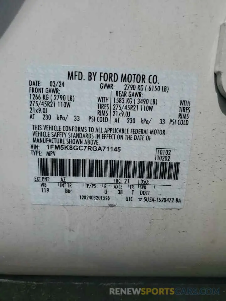 14 Photograph of a damaged car 1FM5K8GC7RGA71145 FORD EXPLORER 2024