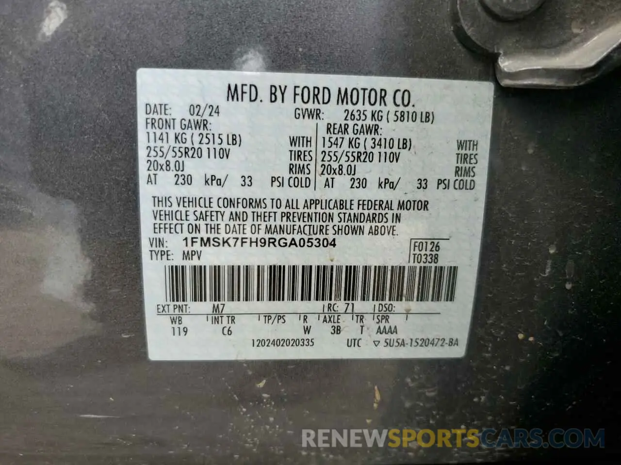 13 Фотография поврежденного автомобиля 1FMSK7FH9RGA05304 FORD EXPLORER 2024