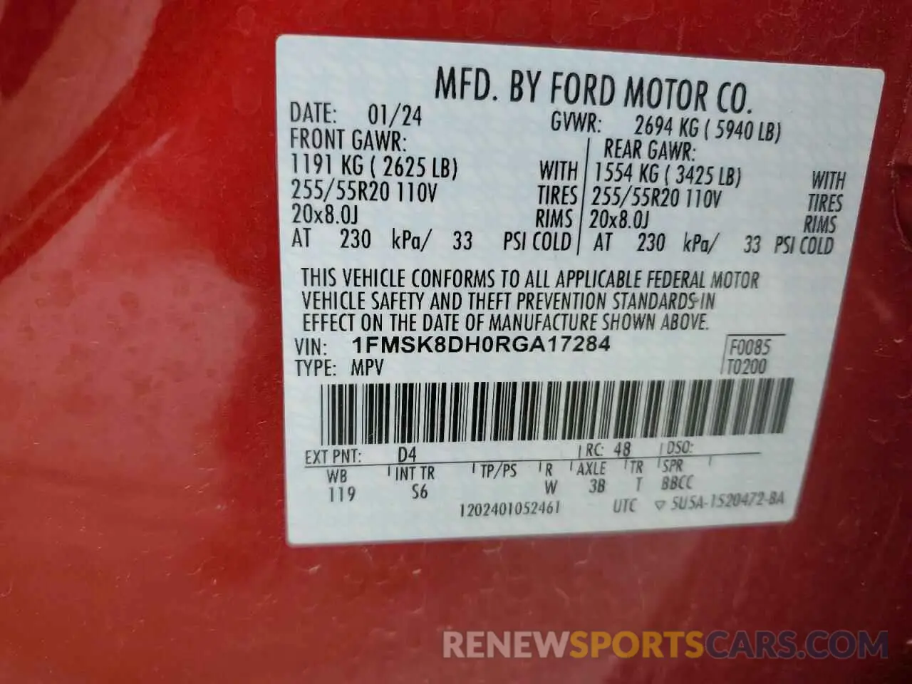 16 Фотография поврежденного автомобиля 1FMSK8DH0RGA17284 FORD EXPLORER 2024