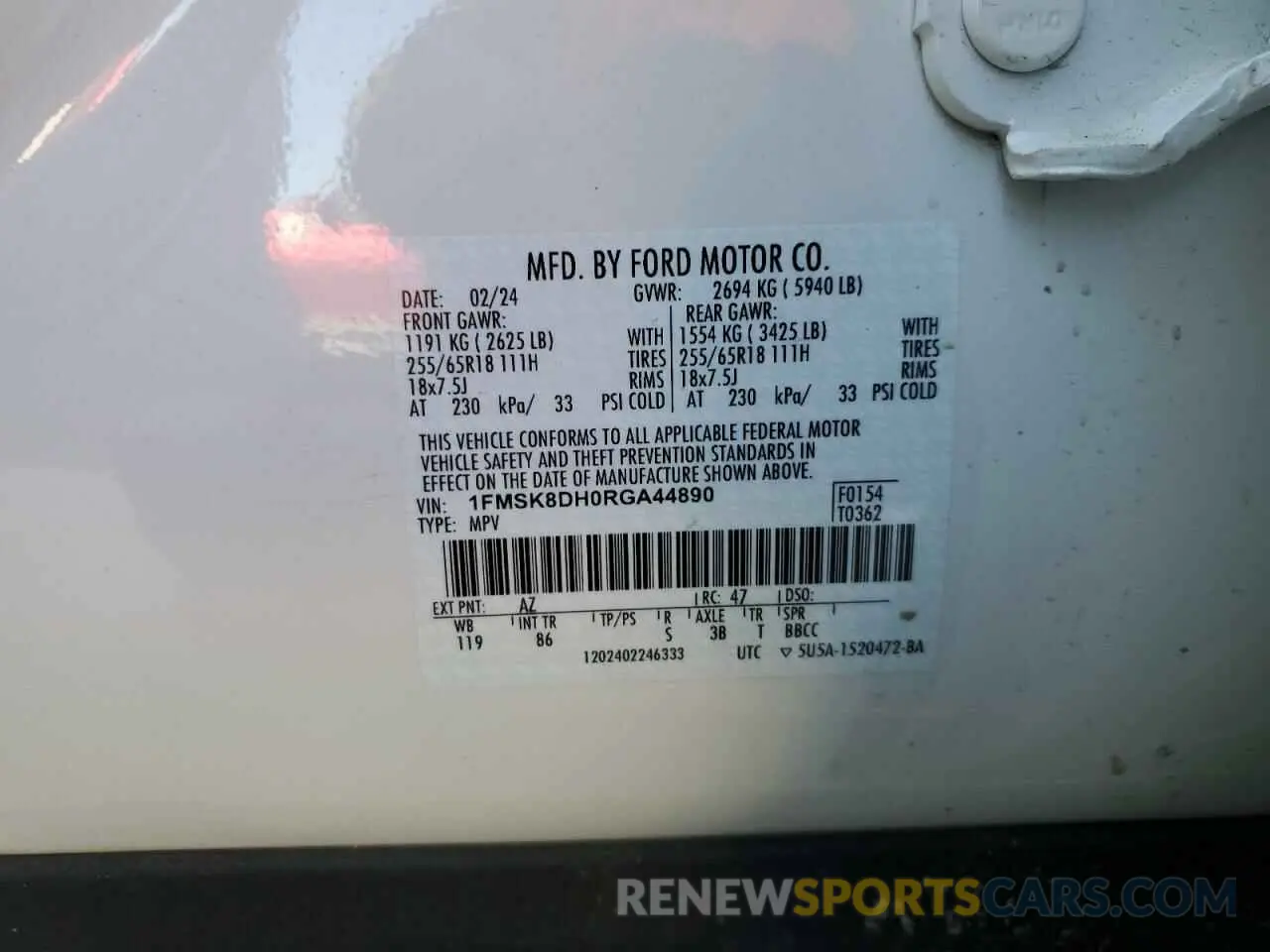 14 Photograph of a damaged car 1FMSK8DH0RGA44890 FORD EXPLORER 2024