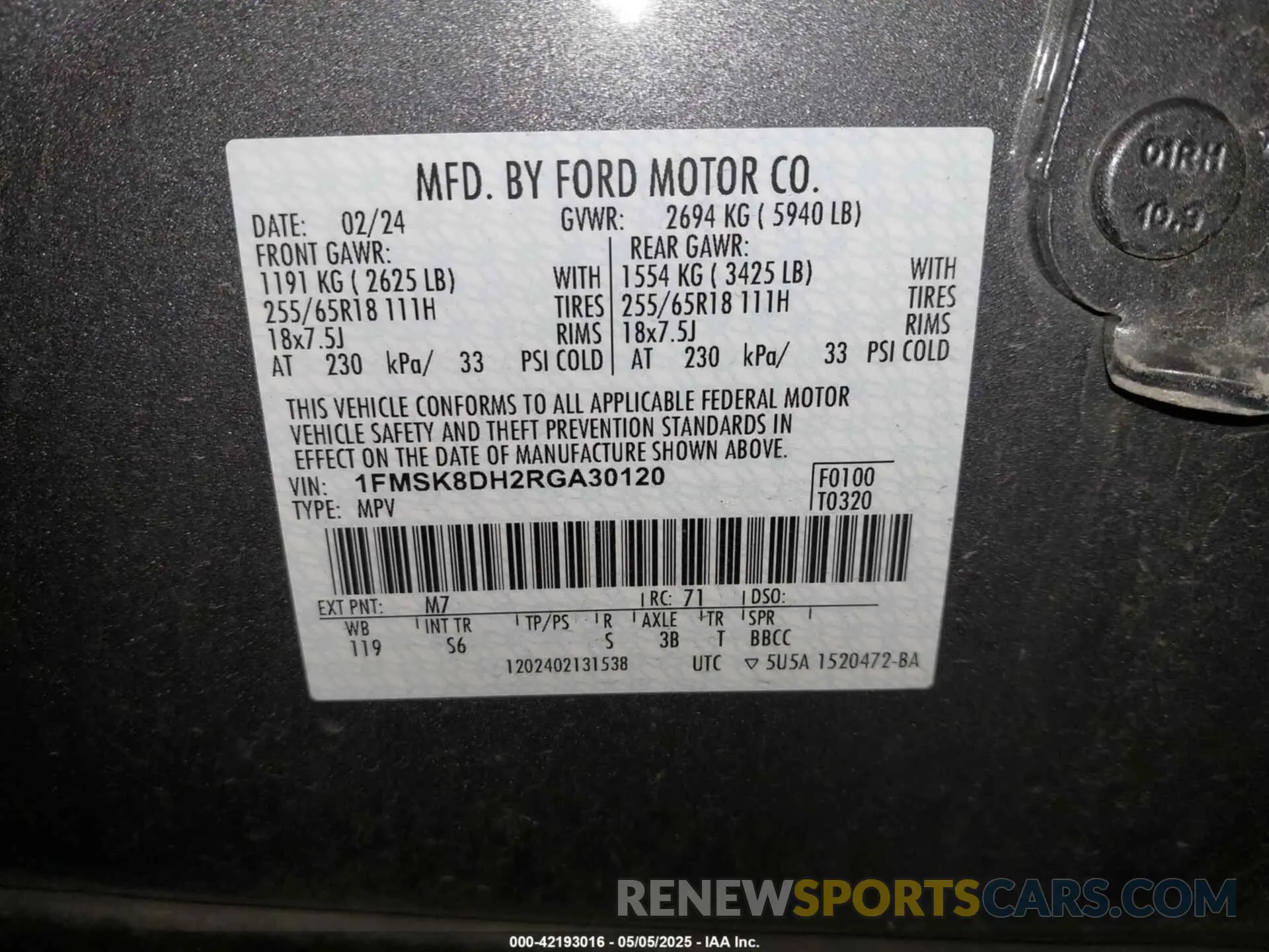 9 Photograph of a damaged car 1FMSK8DH2RGA30120 FORD EXPLORER 2024