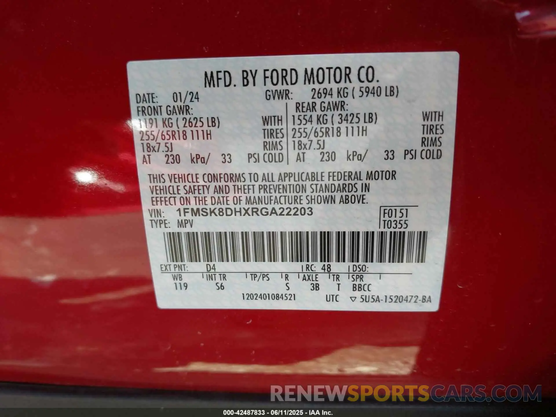 9 Photograph of a damaged car 1FMSK8DHXRGA22203 FORD EXPLORER 2024