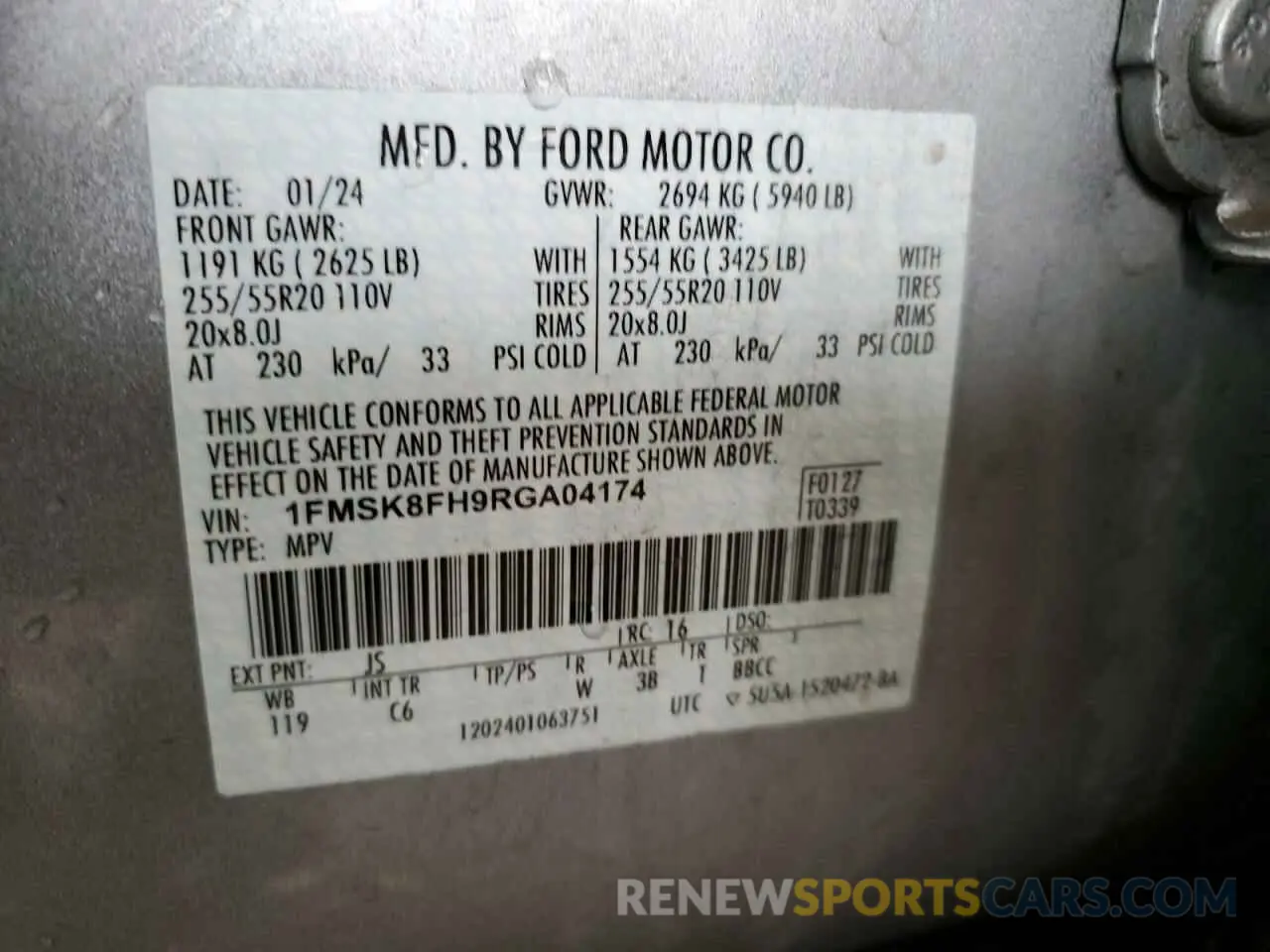 13 Photograph of a damaged car 1FMSK8FH9RGA04174 FORD EXPLORER 2024