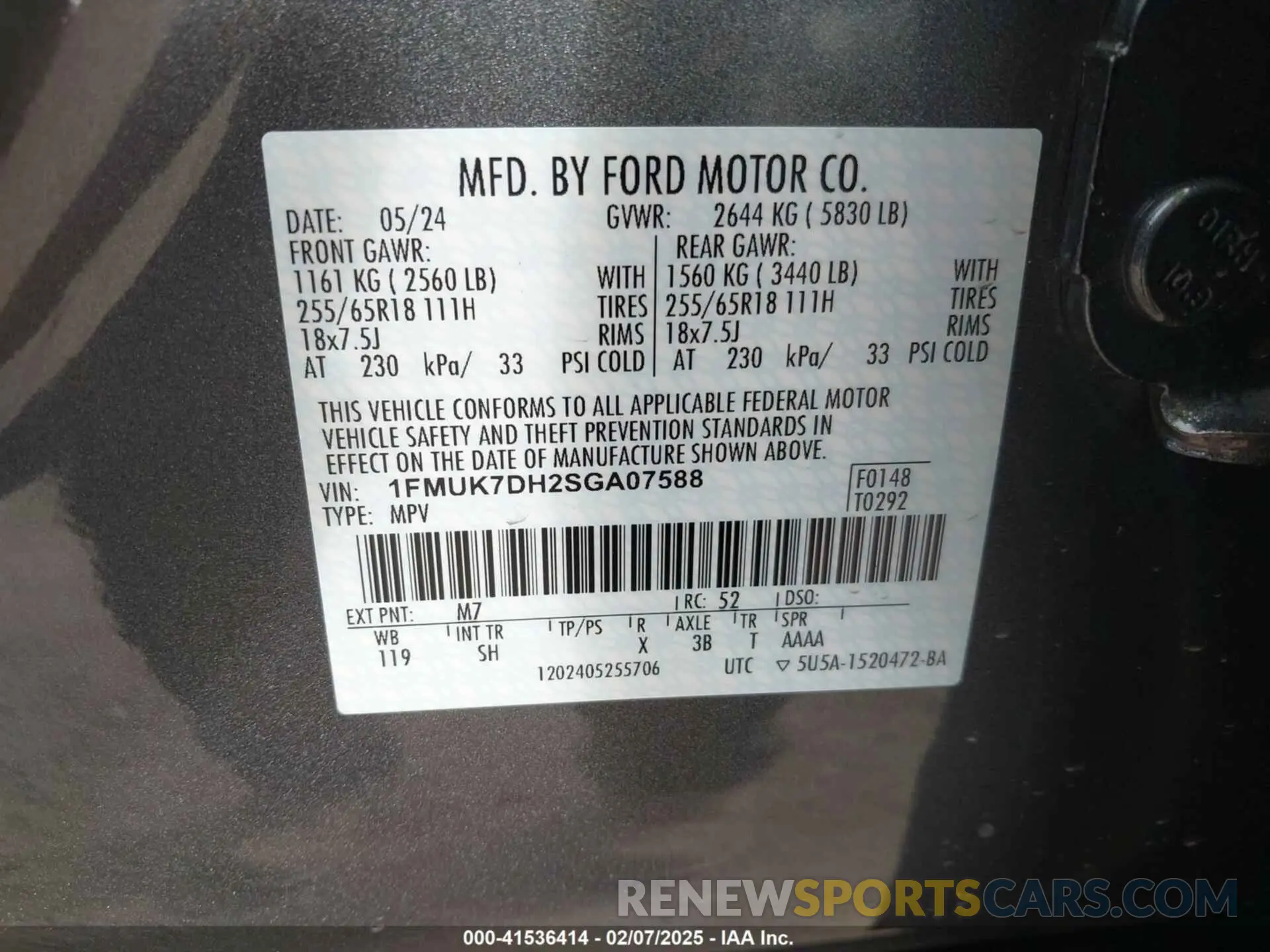 9 Фотография поврежденного автомобиля 1FMUK7DH2SGA07588 FORD EXPLORER 2025