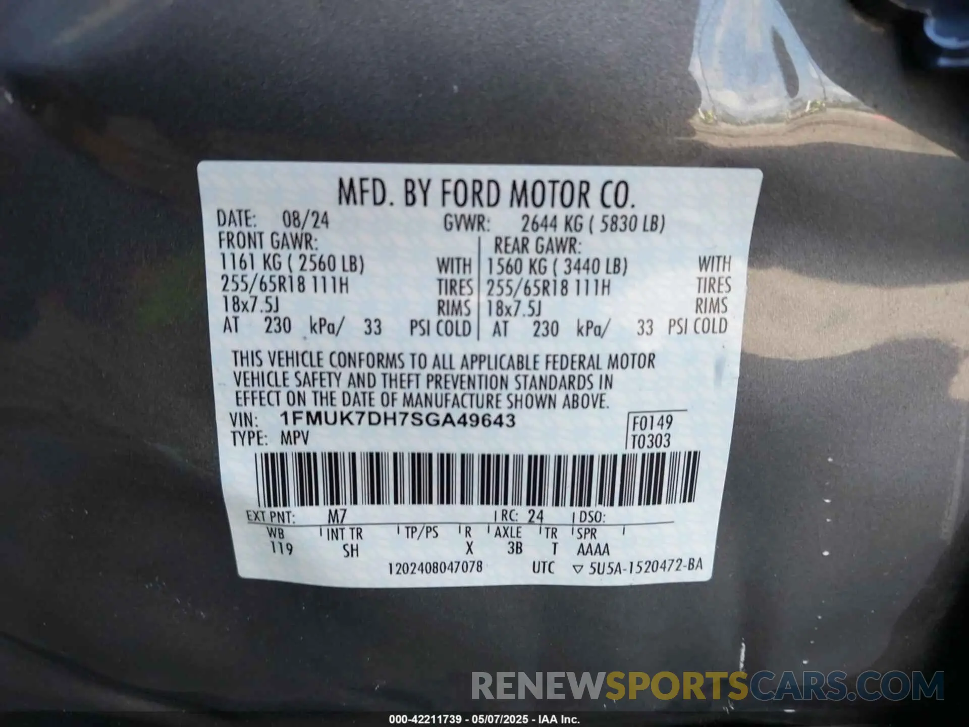 9 Фотография поврежденного автомобиля 1FMUK7DH7SGA49643 FORD EXPLORER 2025