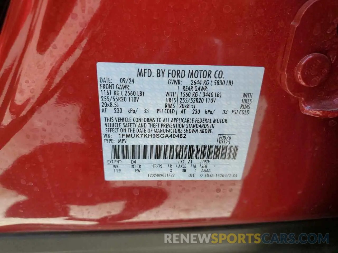 13 Фотография поврежденного автомобиля 1FMUK7KH9SGA40462 FORD EXPLORER 2025