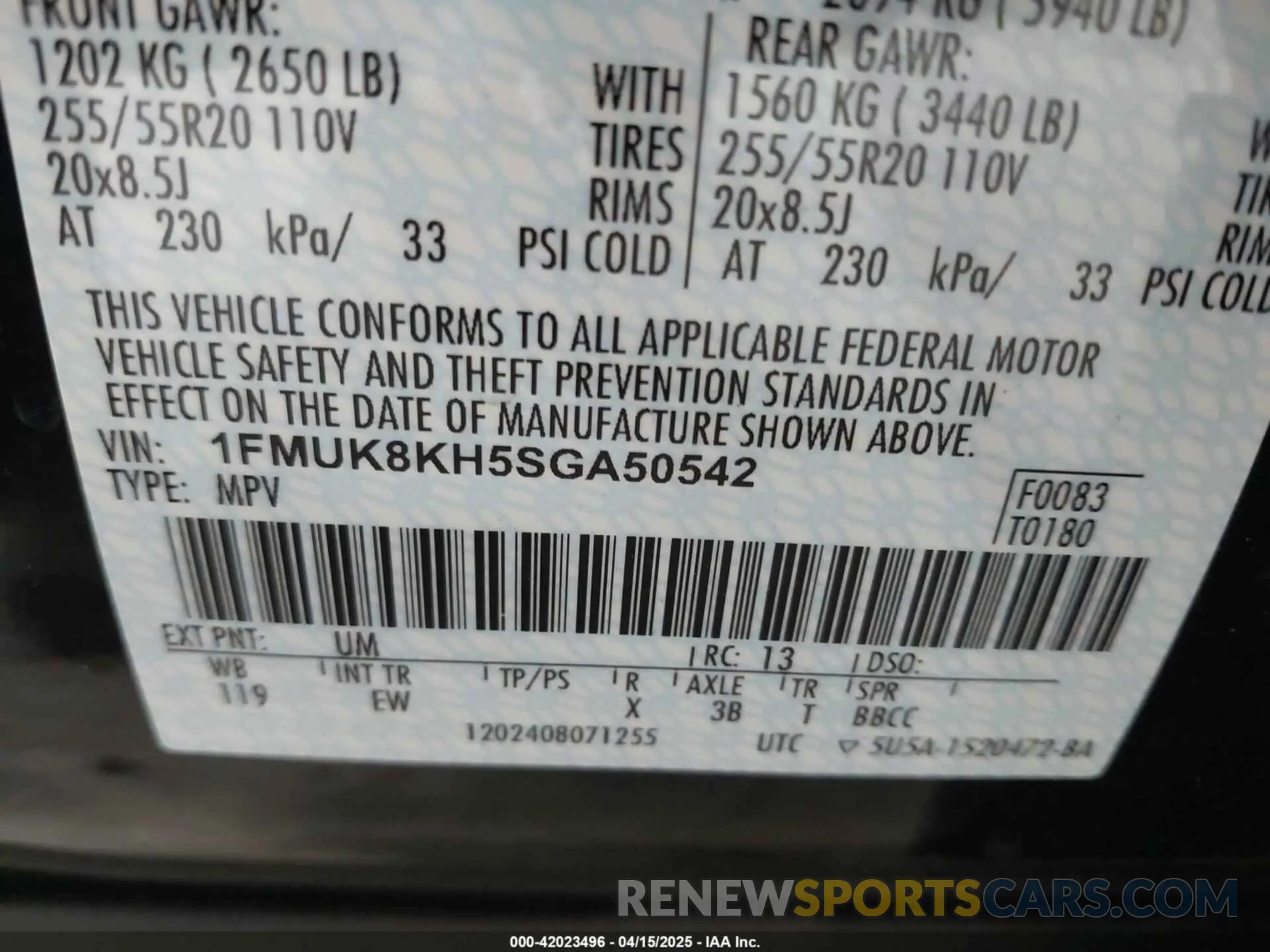 9 Фотография поврежденного автомобиля 1FMUK8KH5SGA50542 FORD EXPLORER 2025