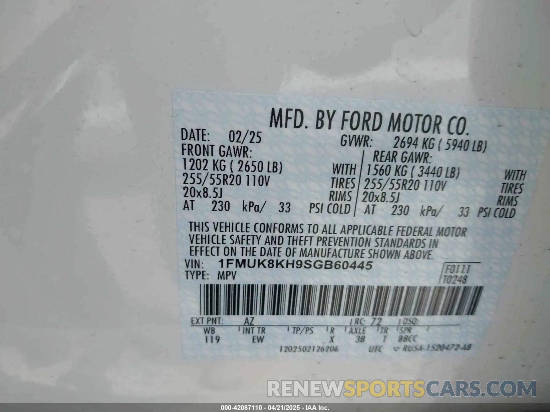 9 Photograph of a damaged car 1FMUK8KH9SGB60445 FORD EXPLORER 2025