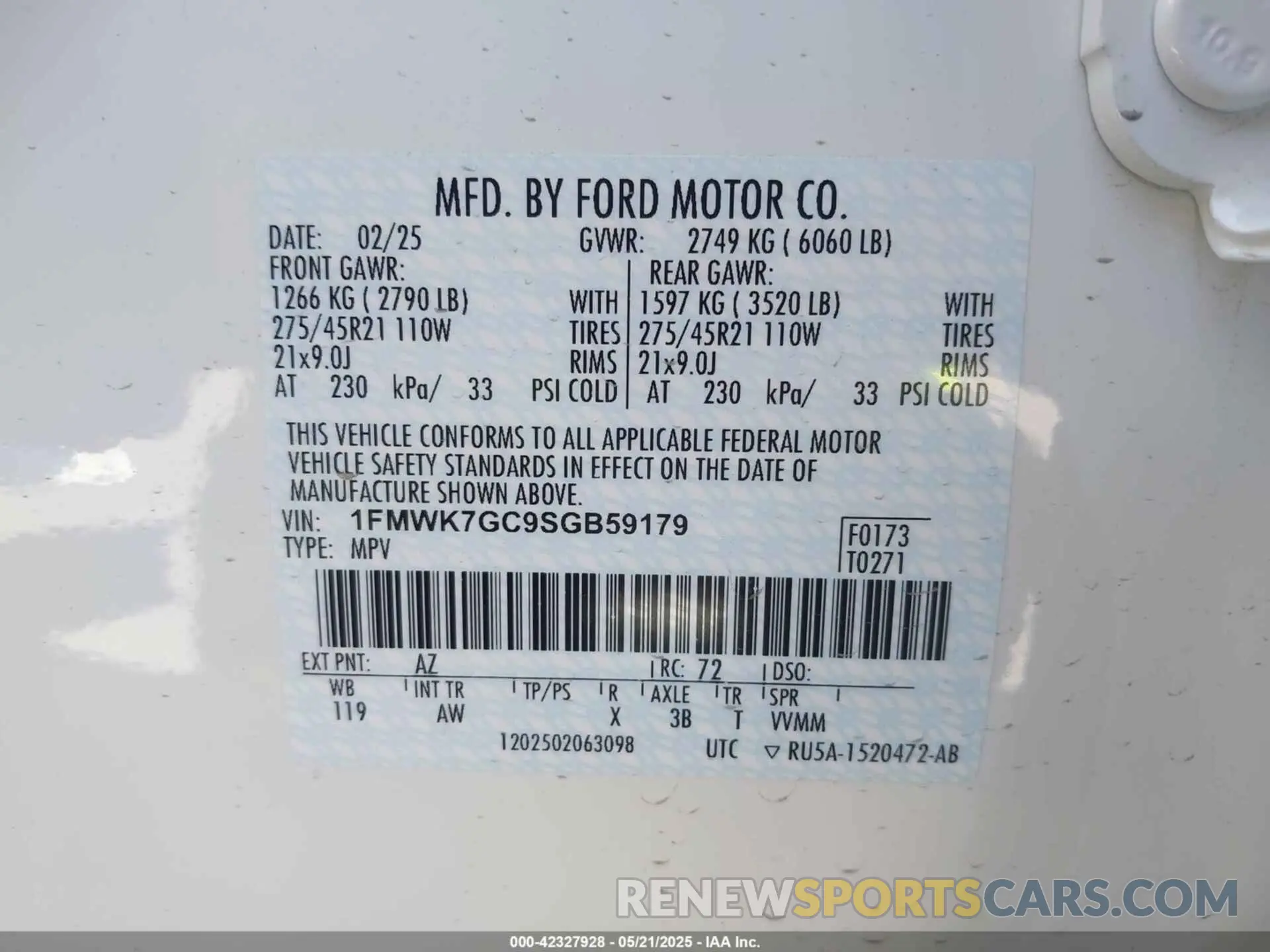9 Photograph of a damaged car 1FMWK7GC9SGB59179 FORD EXPLORER 2025
