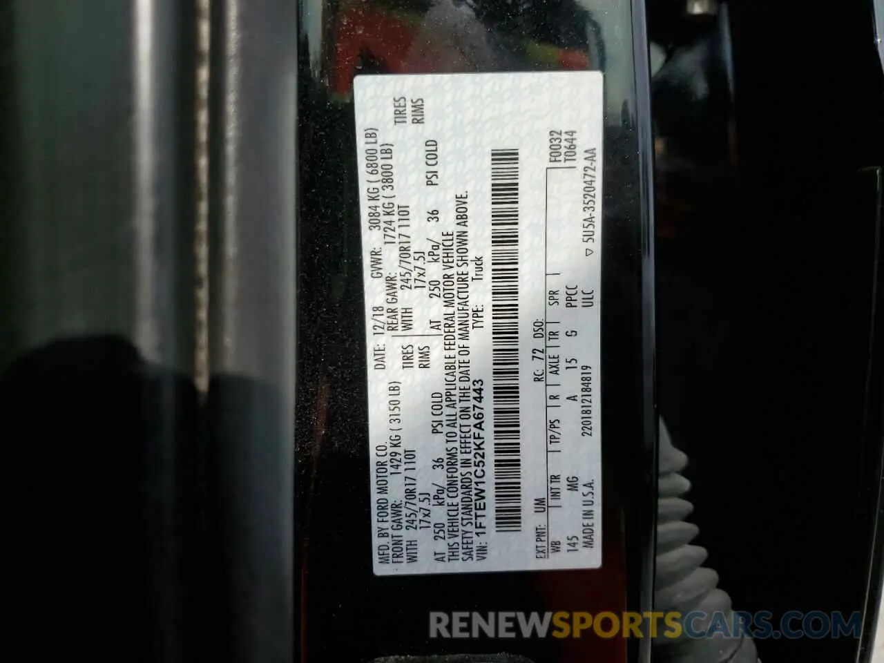 12 Photograph of a damaged car 1FTEW1C52KFA67443 FORD F-150 2019