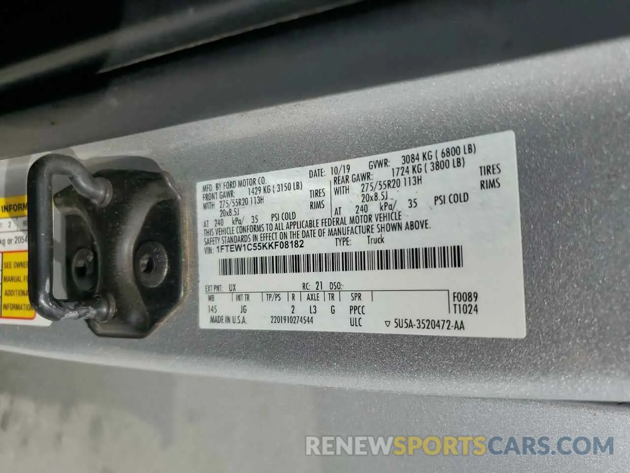 12 Фотография поврежденного автомобиля 1FTEW1C55KKF08182 FORD F-150 2019