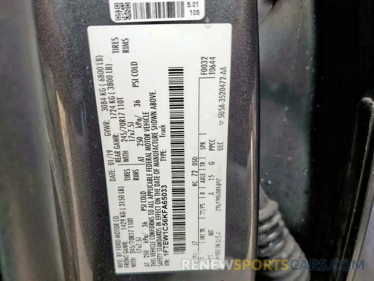 12 Photograph of a damaged car 1FTEW1C56KFA65033 FORD F-150 2019