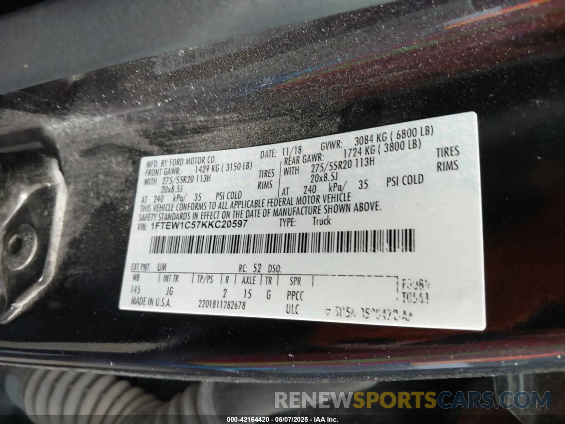 9 Photograph of a damaged car 1FTEW1C57KKC20597 FORD F-150 2019