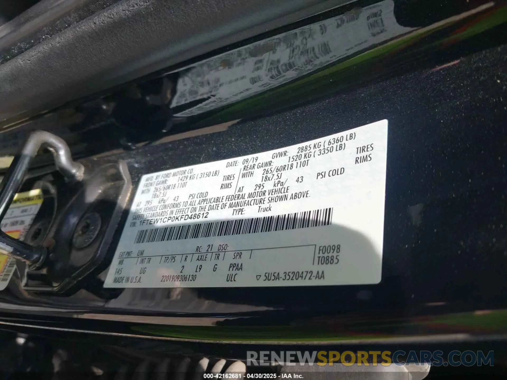 9 Photograph of a damaged car 1FTEW1CP0KFD48612 FORD F-150 2019