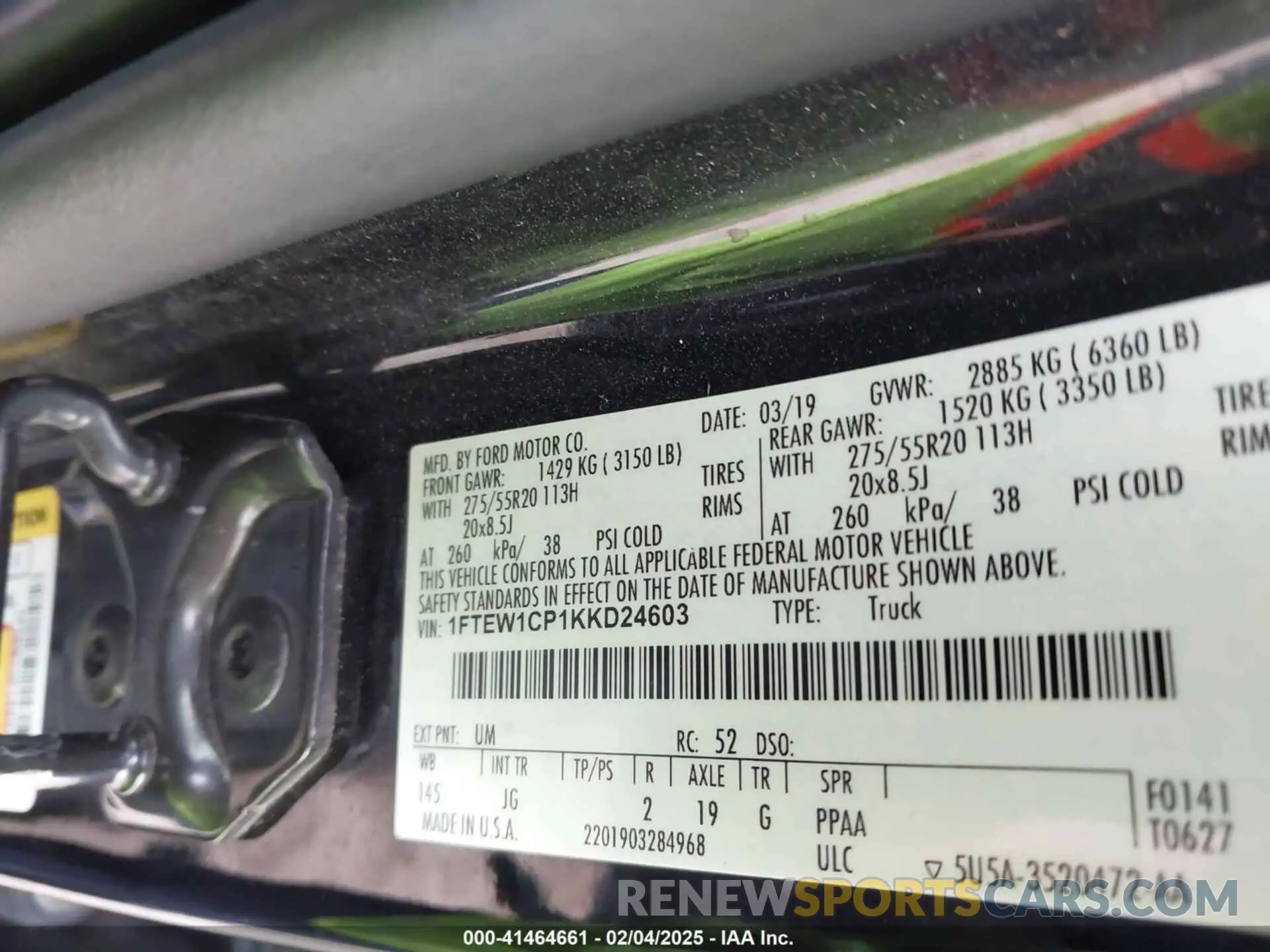 9 Фотография поврежденного автомобиля 1FTEW1CP1KKD24603 FORD F-150 2019