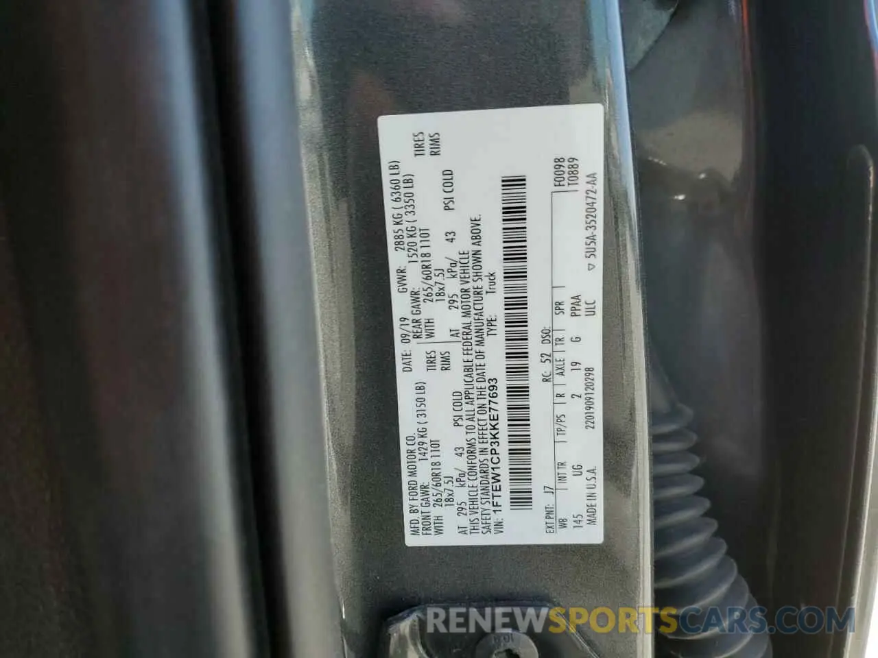 12 Фотография поврежденного автомобиля 1FTEW1CP3KKE77693 FORD F-150 2019
