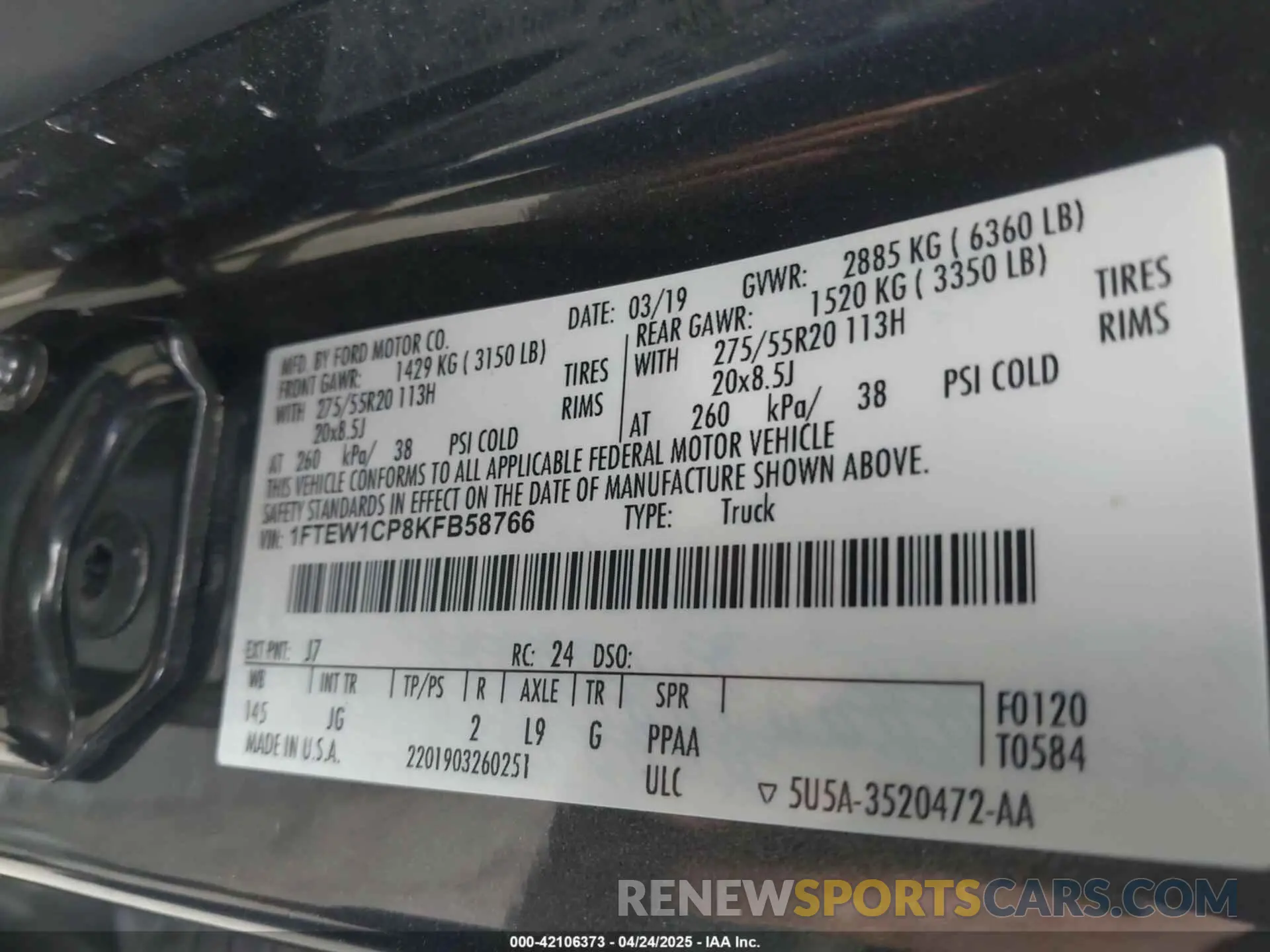 9 Фотография поврежденного автомобиля 1FTEW1CP8KFB58766 FORD F-150 2019