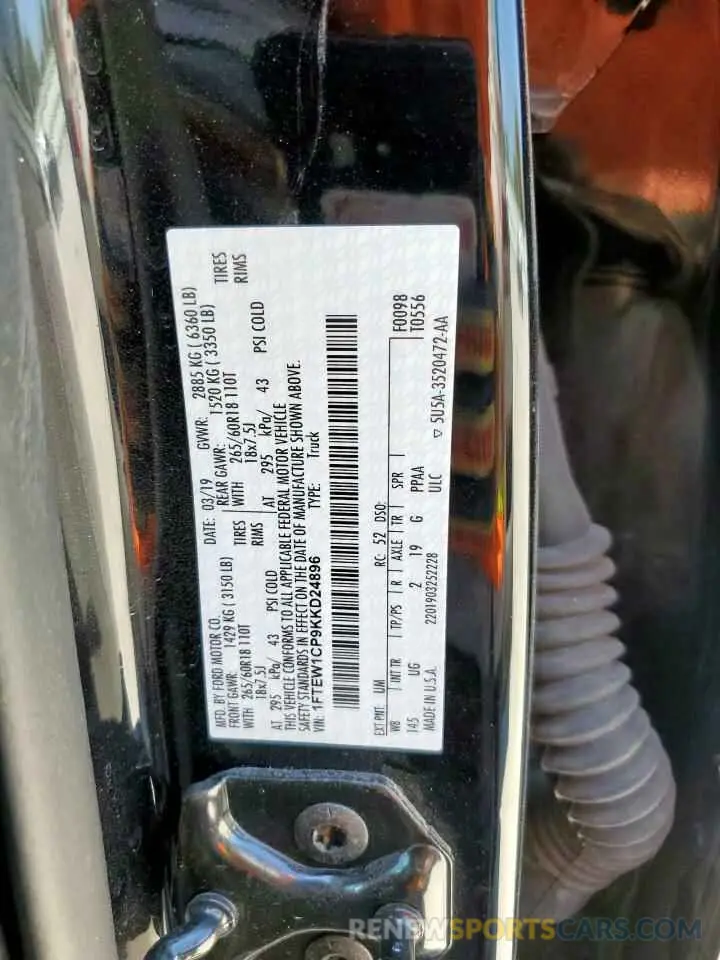 12 Photograph of a damaged car 1FTEW1CP9KKD24896 FORD F-150 2019