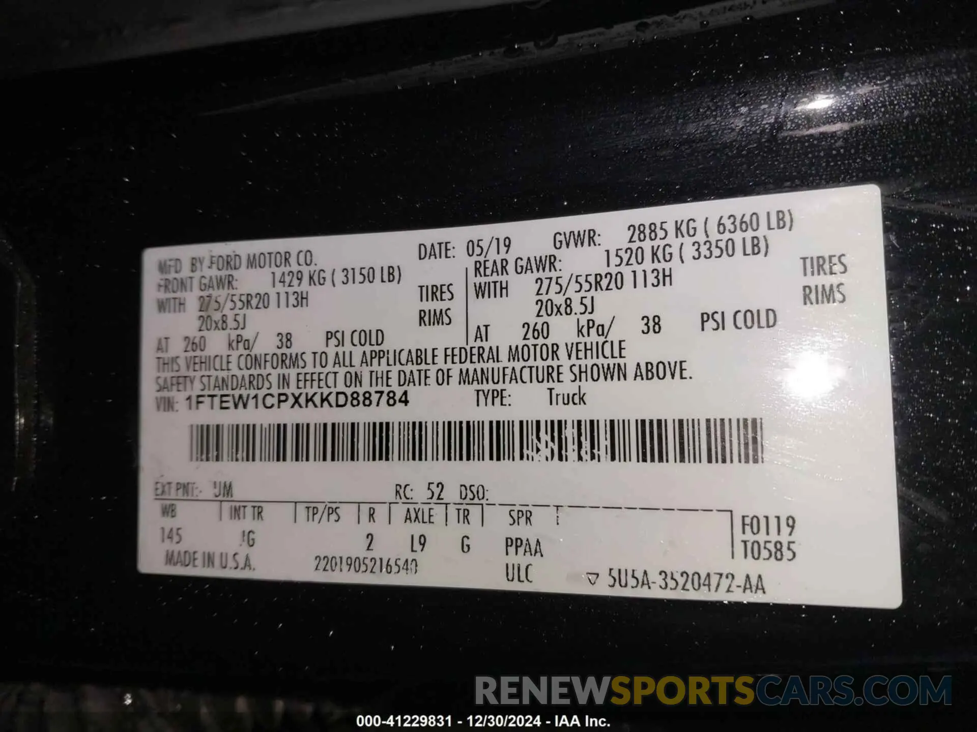 9 Photograph of a damaged car 1FTEW1CPXKKD88784 FORD F-150 2019
