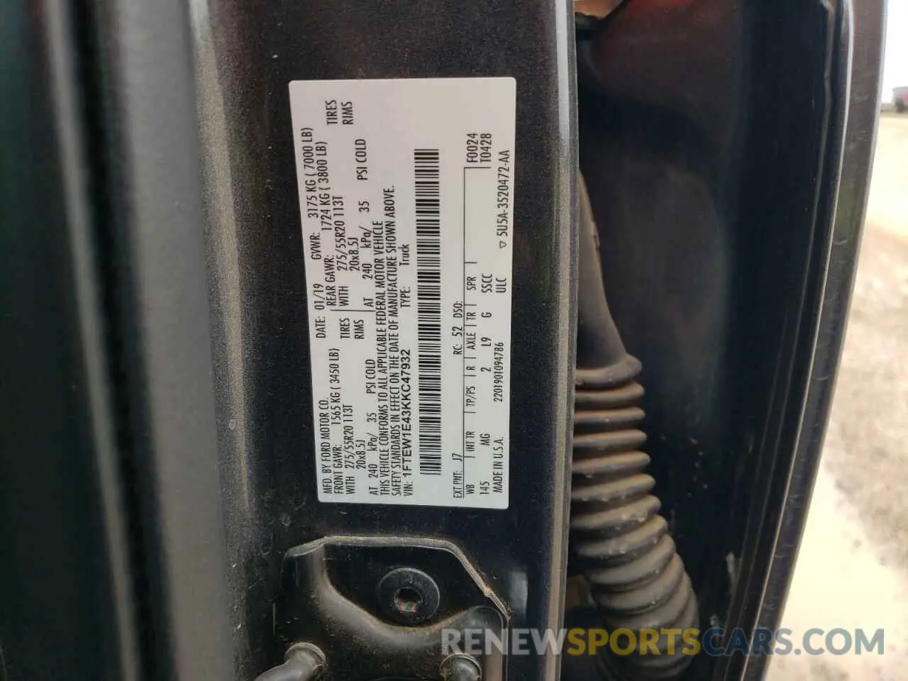 13 Фотография поврежденного автомобиля 1FTEW1E43KKC47932 FORD F-150 2019