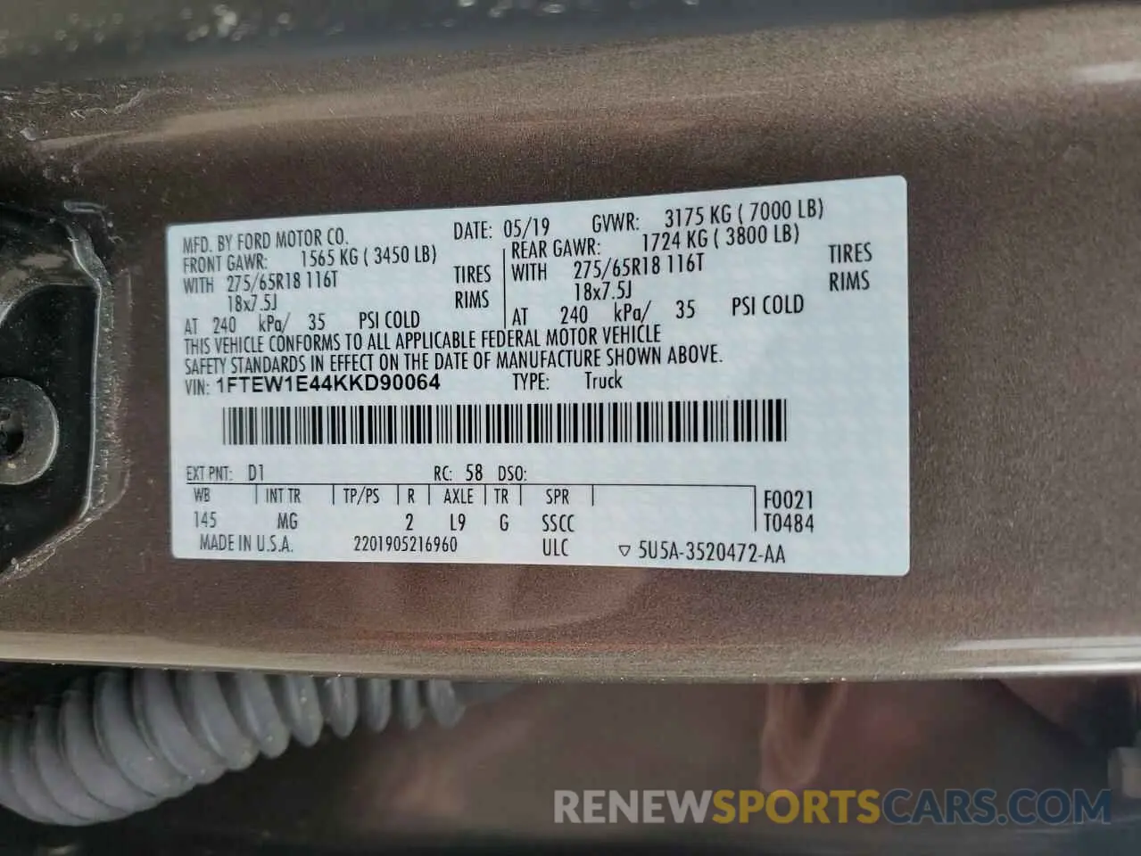 12 Photograph of a damaged car 1FTEW1E44KKD90064 FORD F-150 2019