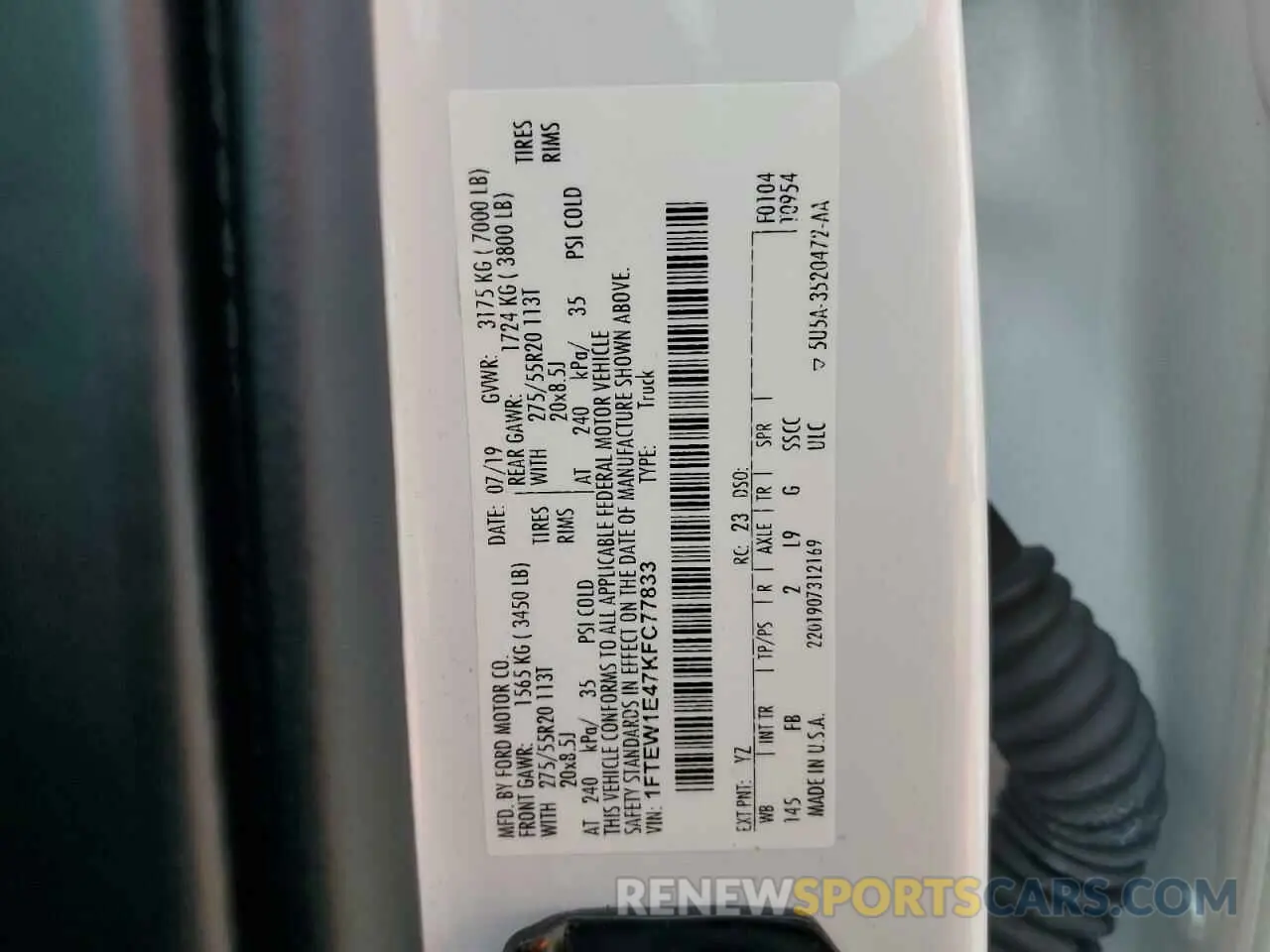 13 Photograph of a damaged car 1FTEW1E47KFC77833 FORD F-150 2019