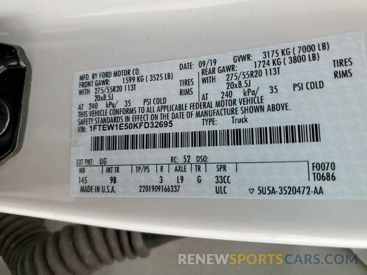 12 Photograph of a damaged car 1FTEW1E50KFD32695 FORD F-150 2019