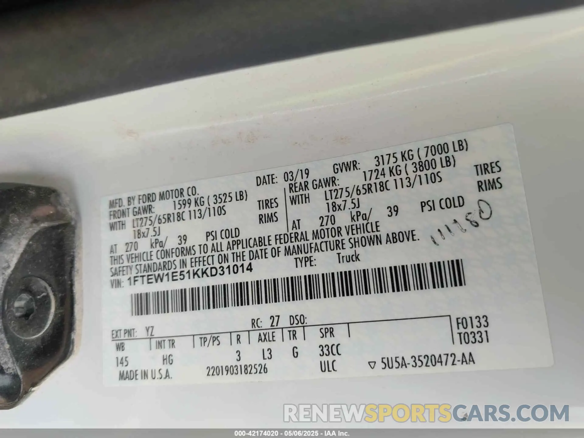 9 Photograph of a damaged car 1FTEW1E51KKD31014 FORD F-150 2019