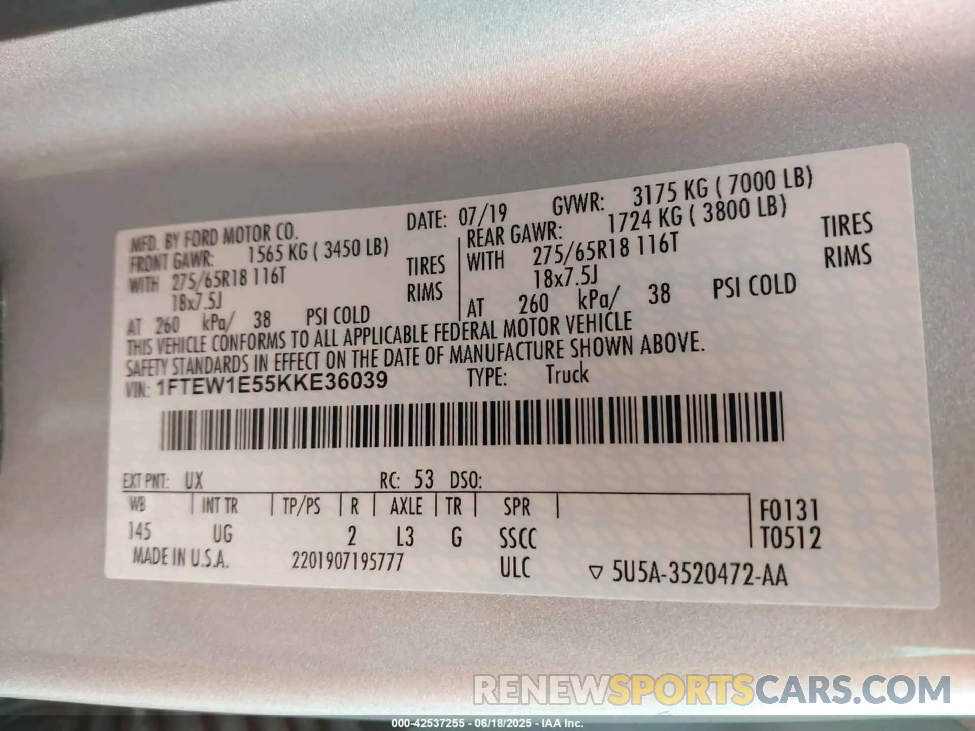 9 Photograph of a damaged car 1FTEW1E55KKE36039 FORD F-150 2019